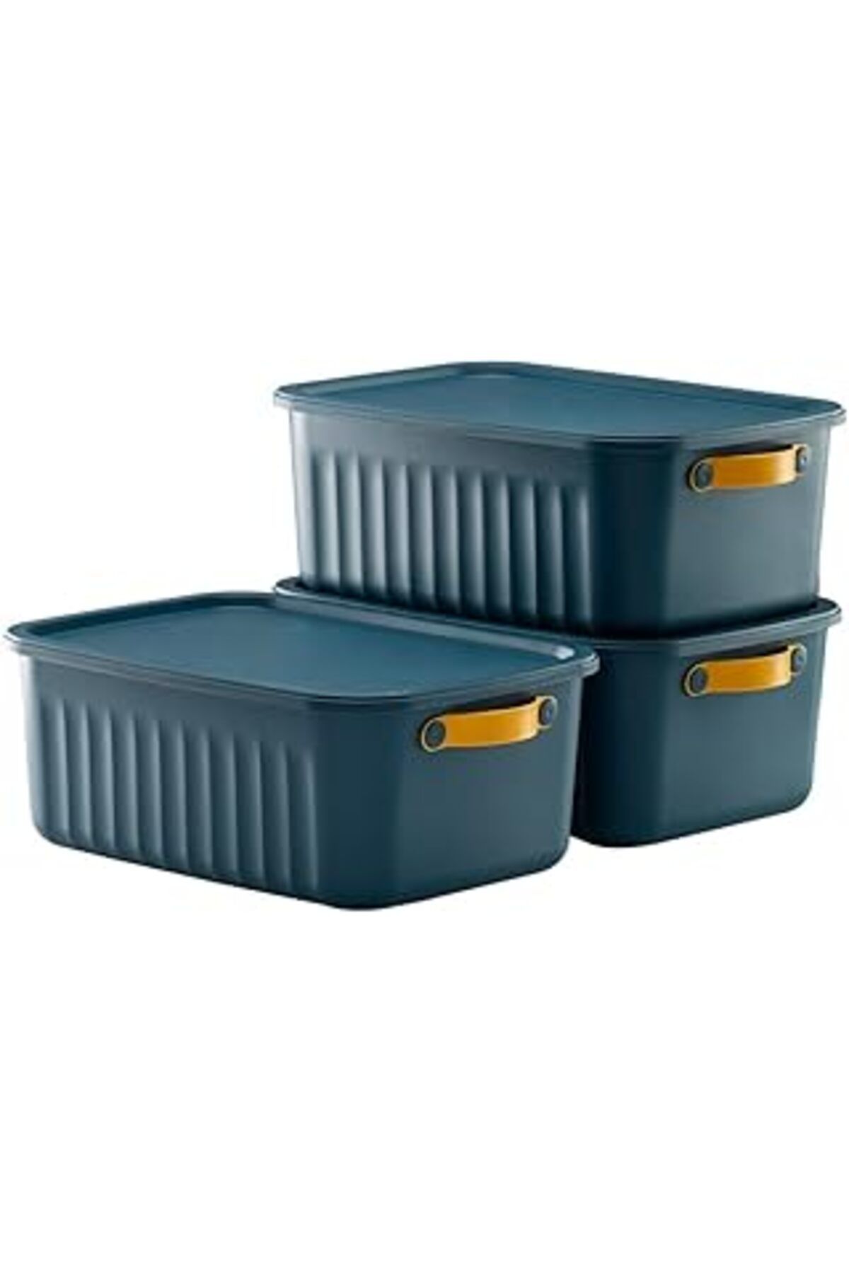 robotrend 3 Adet Düzenleyici Kapaklı Kutu, Dekoratif Saklama Kutusu, Organizer (Mavi, 10 Litre)