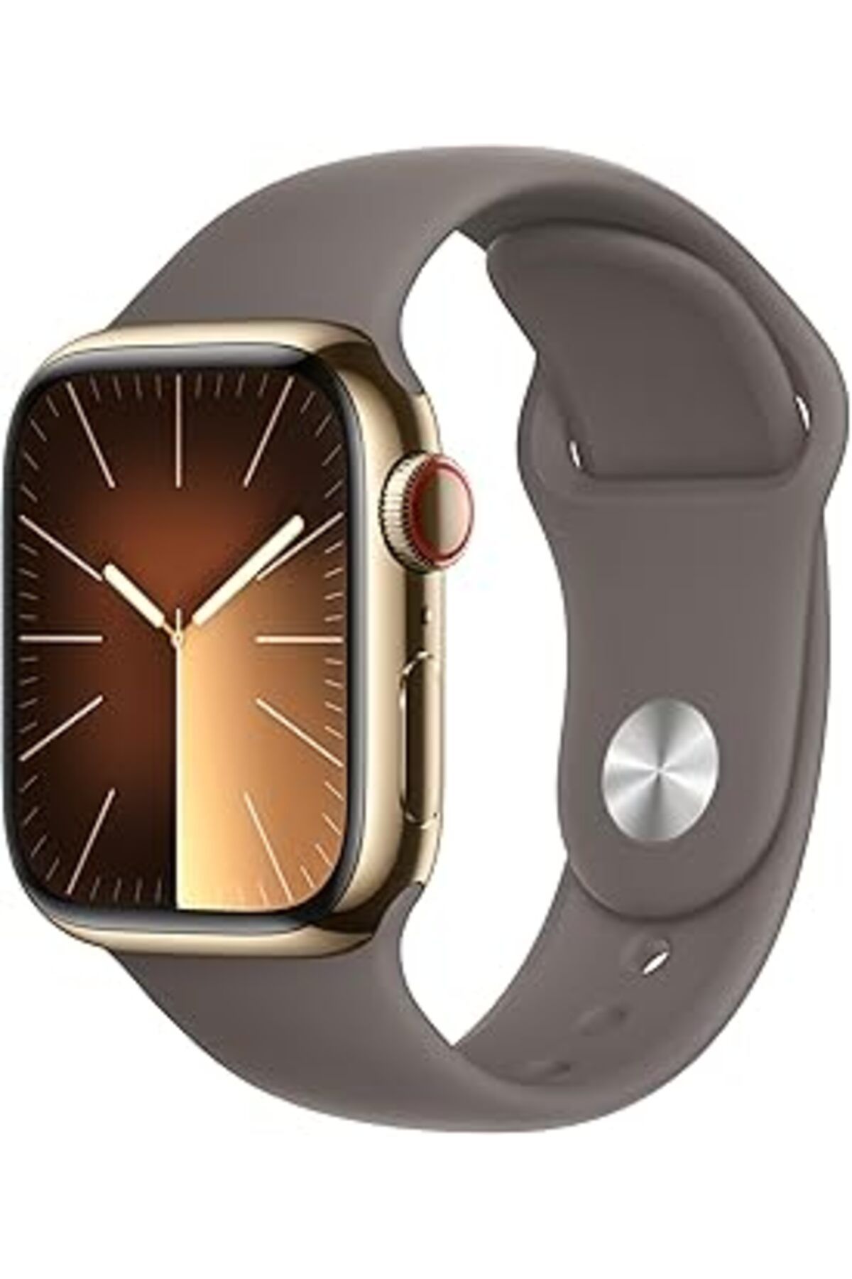 Mu Art Ahşap Apple Watch Series 9 Gps + Cellular 41 Mm Altın Rengi Paslanmaz Çelik Kasa Akıllı Saat Ve Kil Rengi
