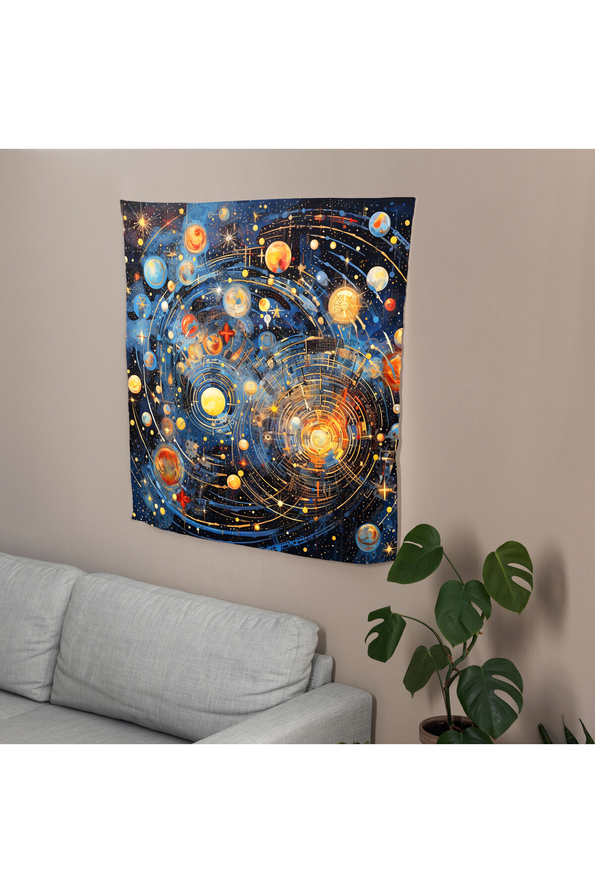 PaintedAnarchy-Modern Star Map Wall Blanket - Vibrant Colors, 100% Cotton Backing, Sublimation Print - 4