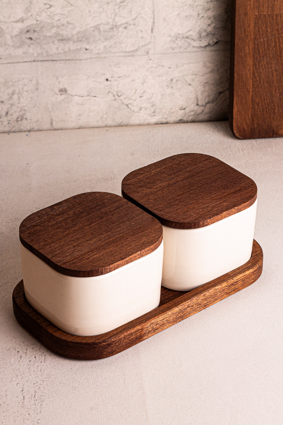 Snippy-Luma White 2'Li Vacuum Cup with Wooden Stand Vakum Kap 300 ml 5
