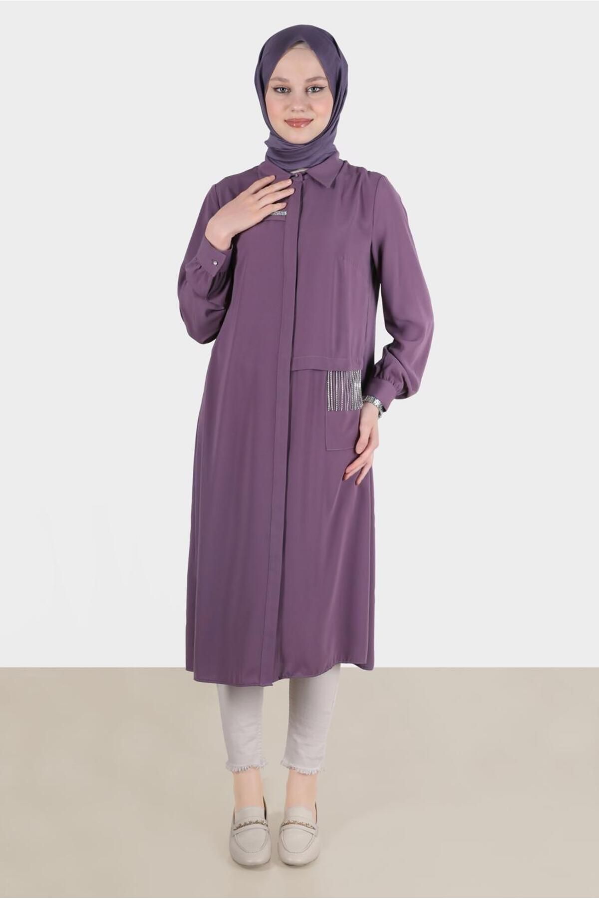 تونیک دکمه مخفی سنگی 42544 Alvina