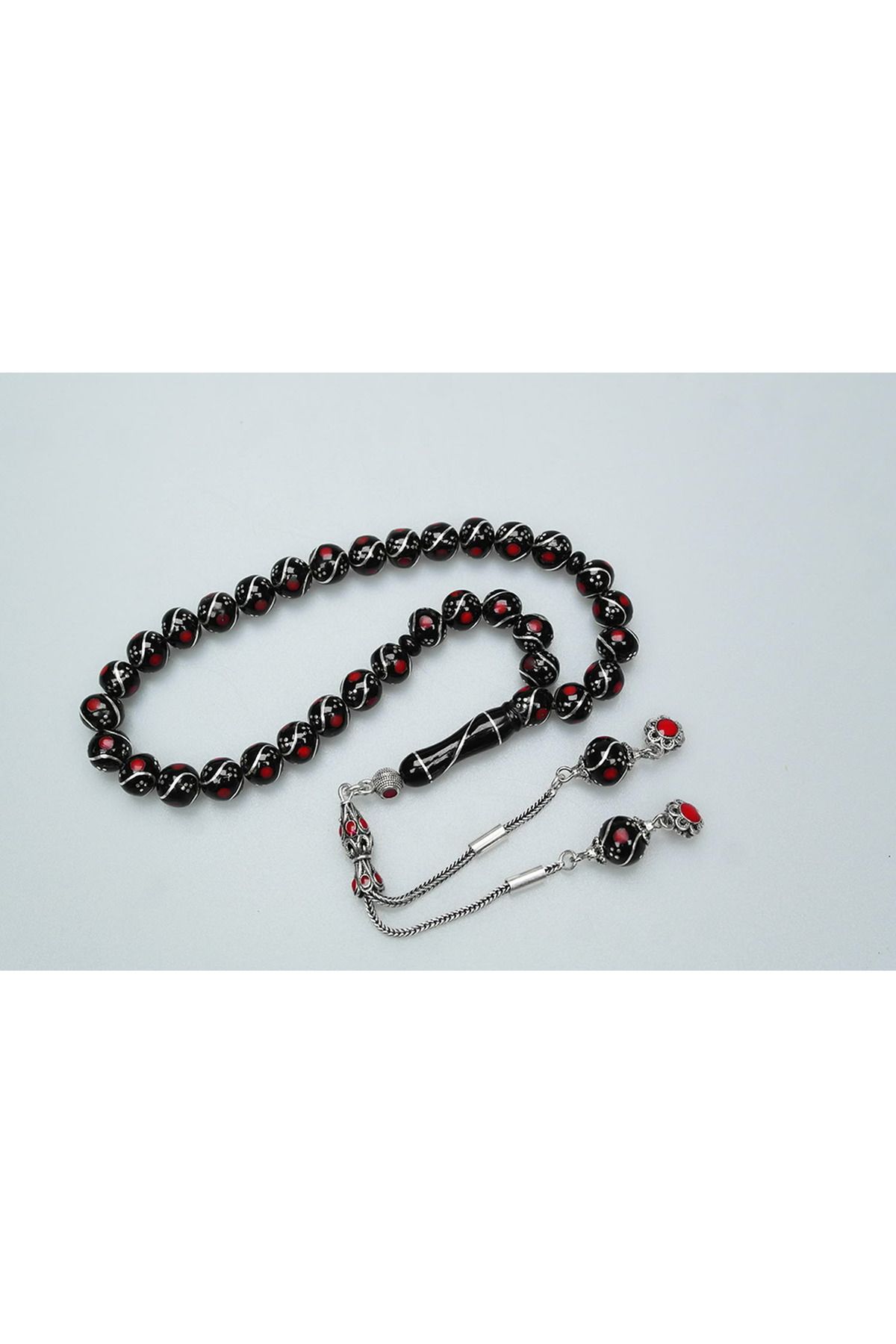 Skygo-Oltu Stone Triple Fountain Nightingale Red Embroidered Rosary 1