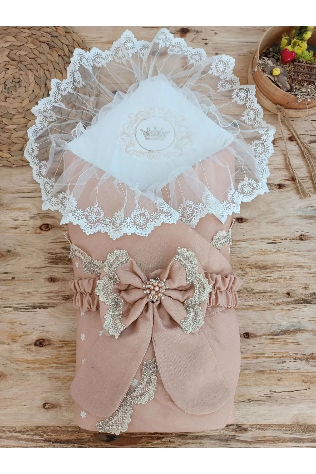 karadağsb Yenidoğan Pamuk Papatya Desenli Trilüks Unisex Kundak Bebek Battaniyesi
