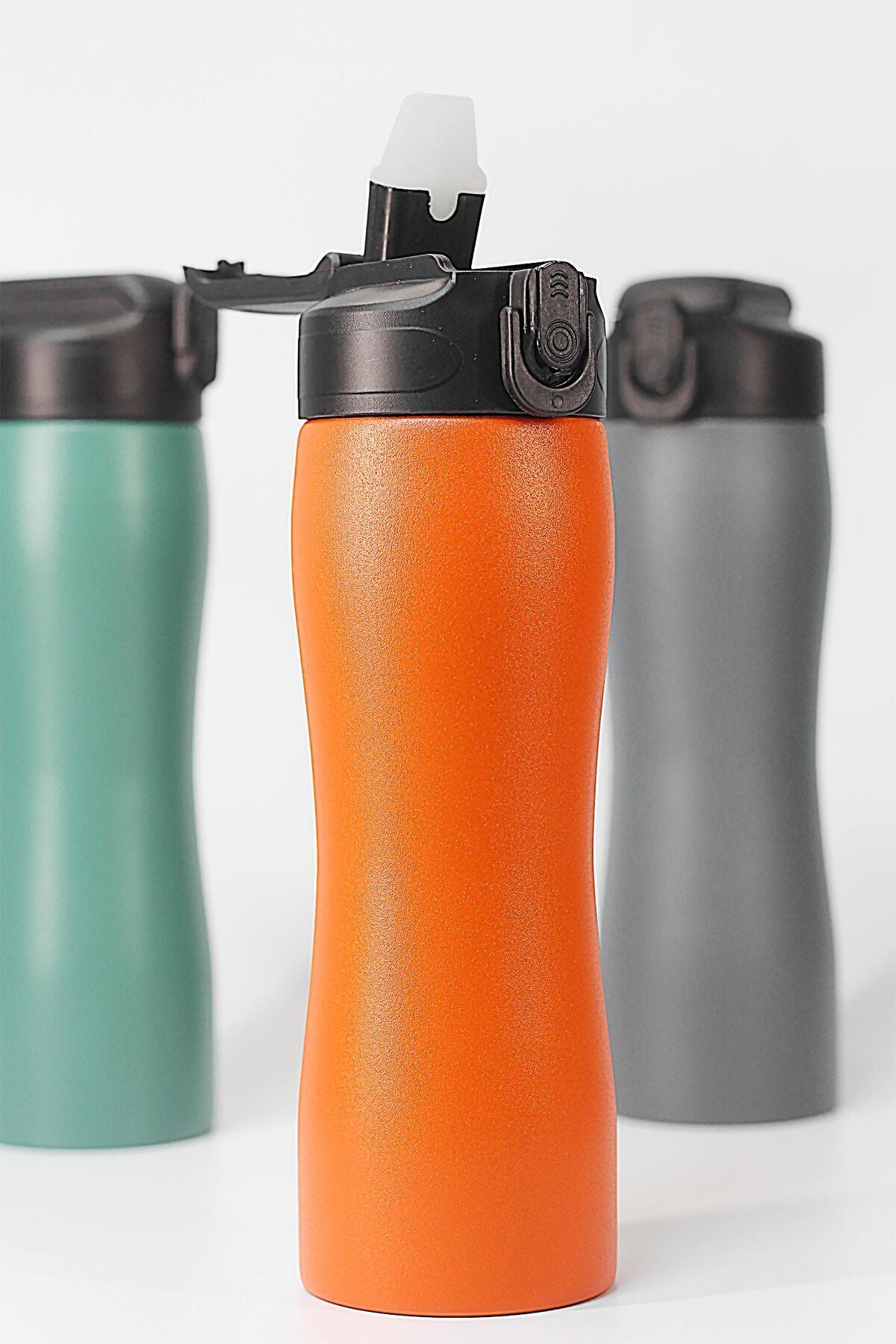 Telvesse-Stainless 304 Steel Sports Water Bottle - Straw, Orange, Water Bottle 1158 7