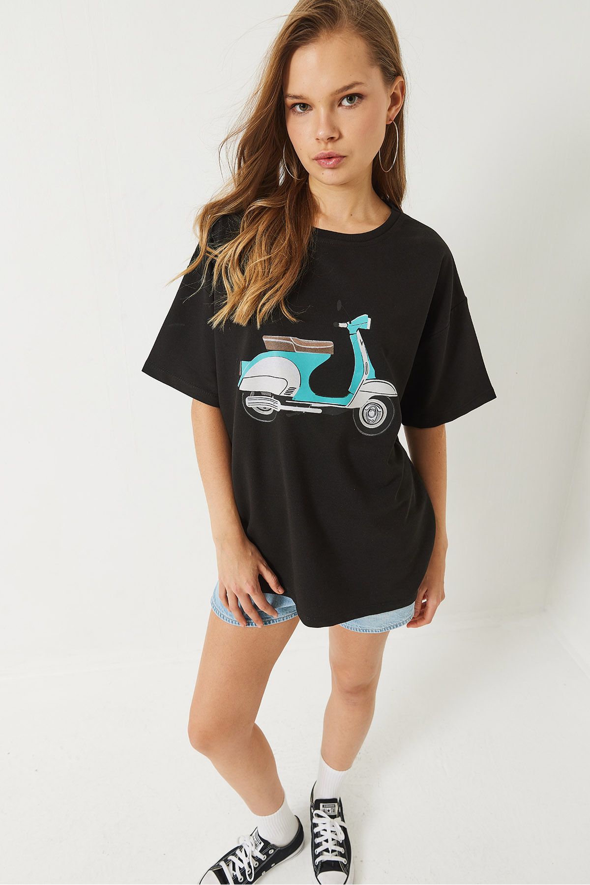 Bianco Lucci-Women's Scooter Printed Short Sleeve Bicycle T-Shirt 3098 60283072 2