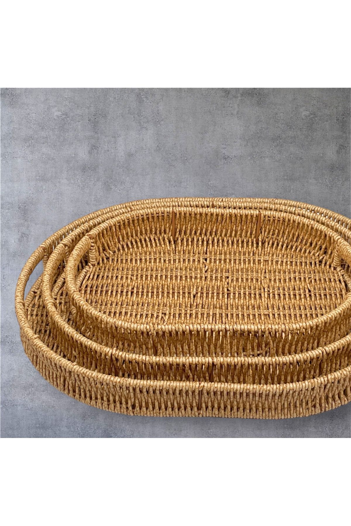 YzHome-Only Large Size Oval Wicker Tray Serving Presentation Tray Organizer Organizer 43*29cm 4