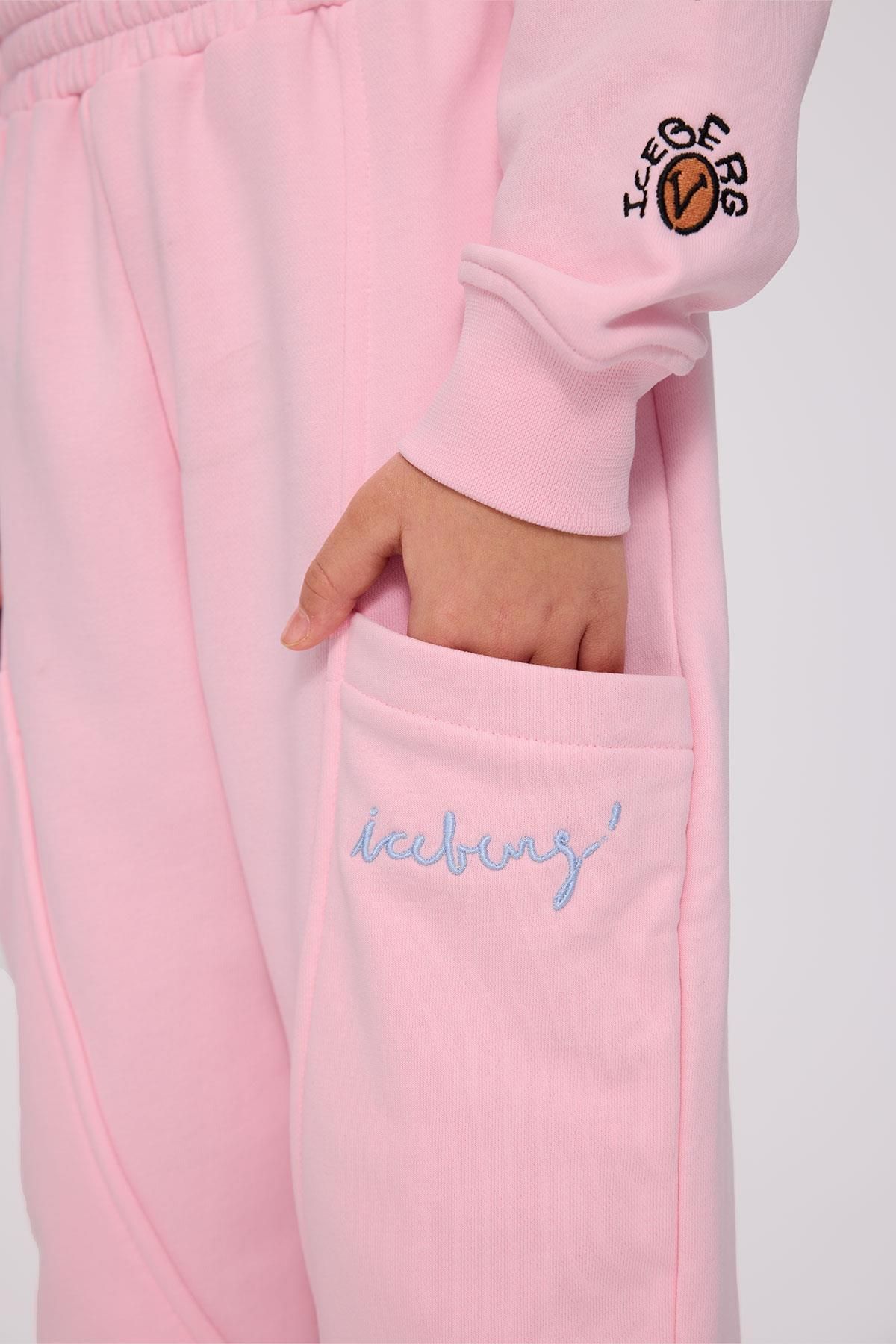 Iceberg-BG Store بنطال رياضي وردي للفتيات 3
