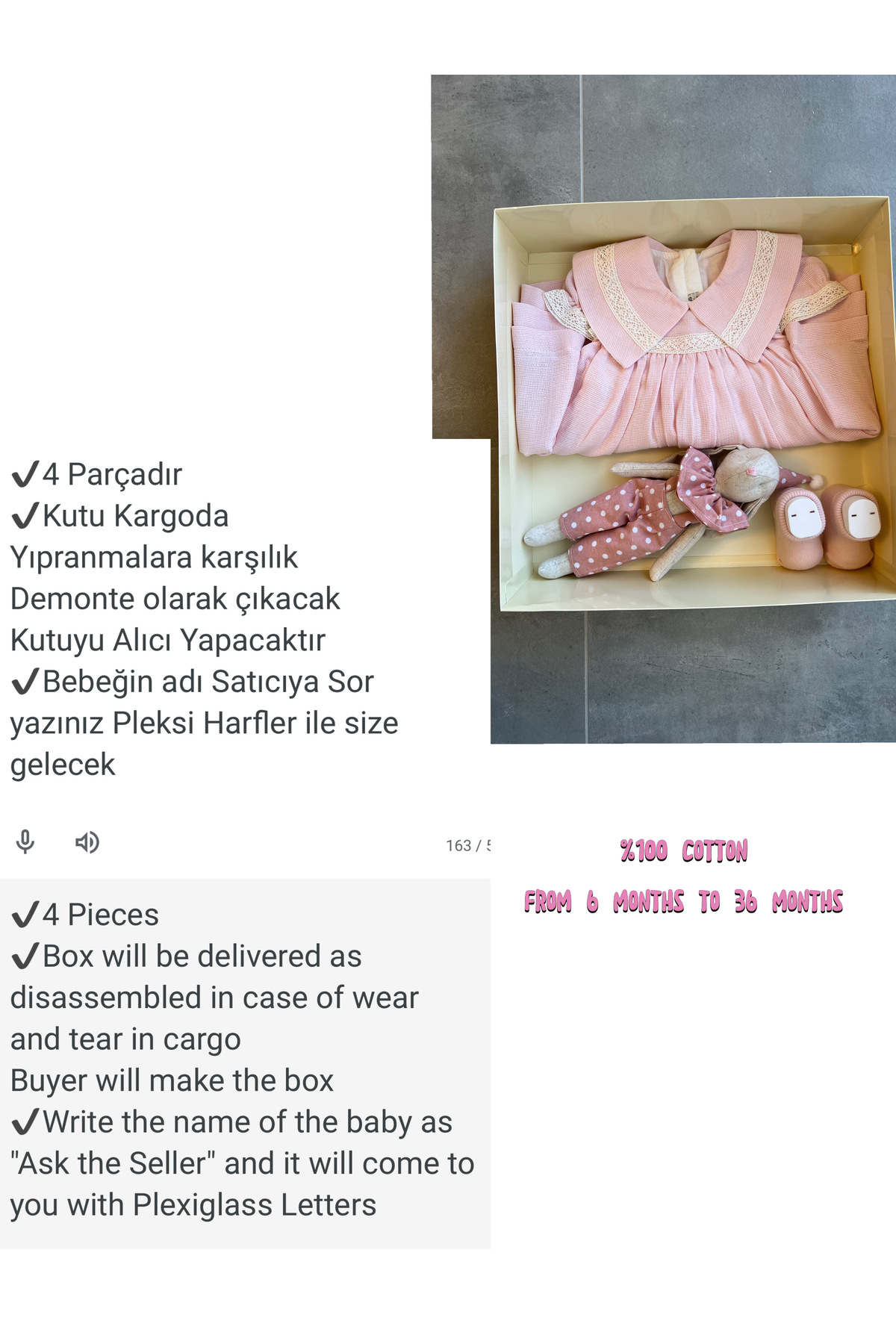 Nipperland 6/36 Ay Bebek Hediyesi | 4 Parça İsimli ve Kutulu Bebek Hediyesi (Satıcıya Sor Kıs İsim Yazınız) fotoğrafı 4 (önizleme)