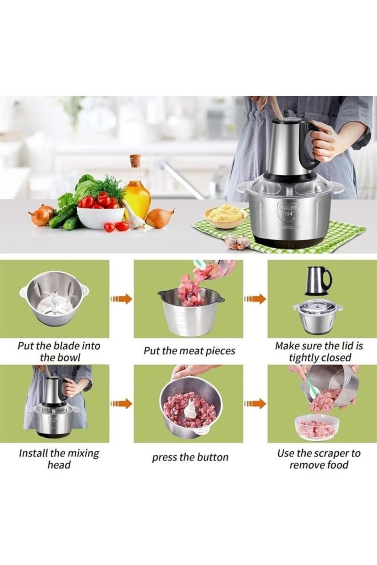 مفرمة لحم كهربائية من الفولاذ المقاوم للصدأ