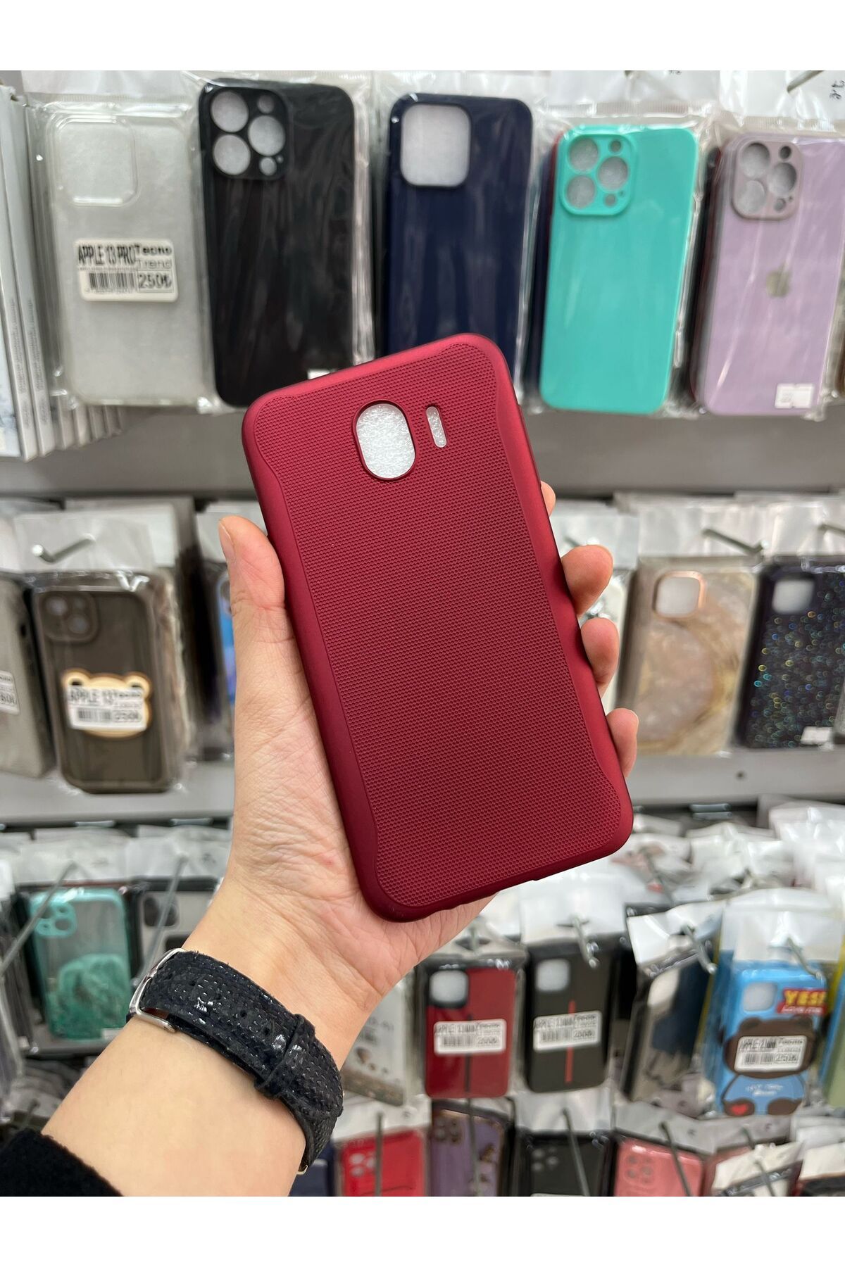 TECNOTREND Galaxy J4 Uyumlu DELİKLİ DERİ Silikon Kılıf