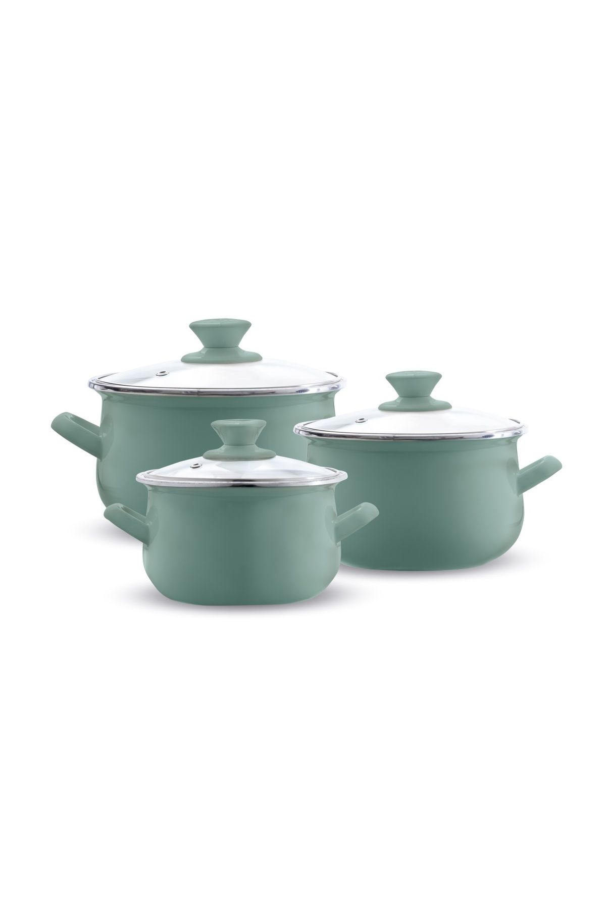 Emalia Olkusz 1907 Set Oale Email, 6 Piese, Verde - One Size