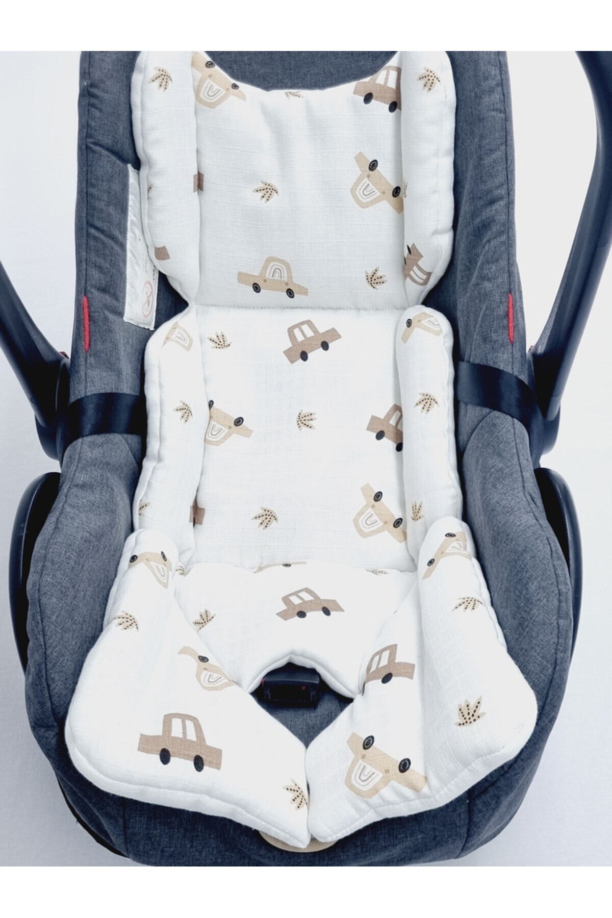 Yada Baby %100 Organik Pamuklu Kumaştan Müslin Tek Kat Minderli Puset Örtüsü Seti fotoğrafı 5 (önizleme)