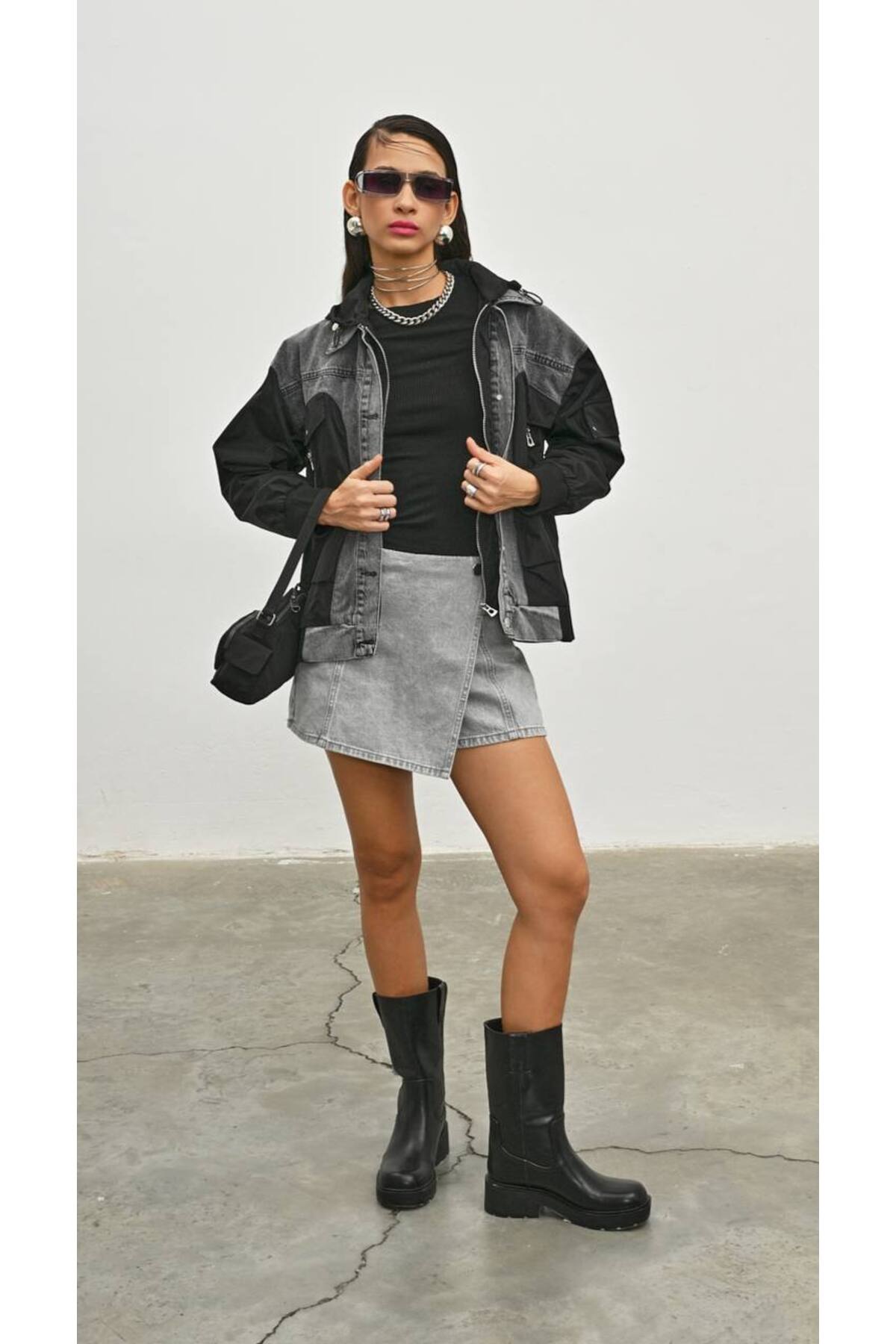 İLKCET MODA  Mix Kadın Oversize Kot Yağmurluk - Görsel 4