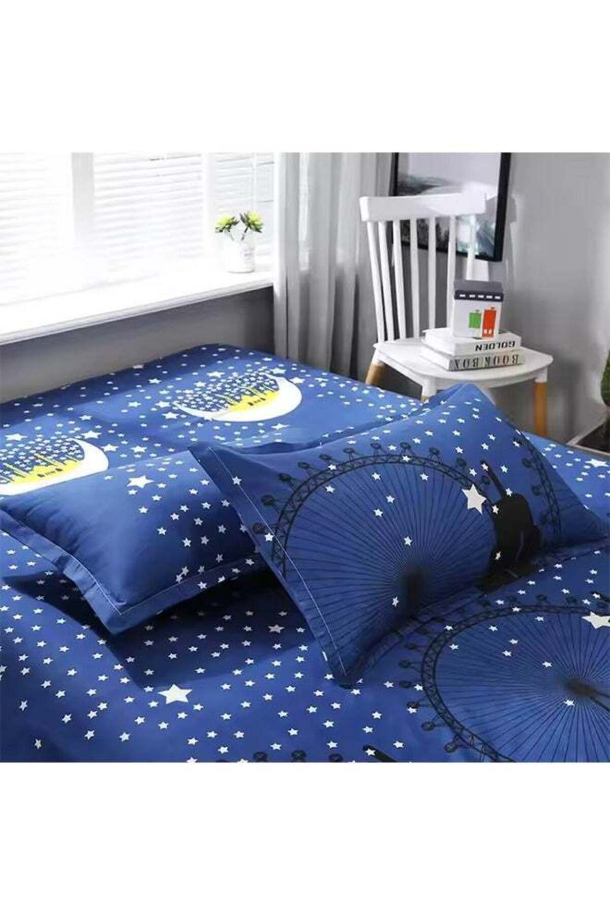 COOYA-4-Piece Floral Printed Duvet Cover Set, Luxury Polyester Microfiber Soft Feeling with Pillow Case 4