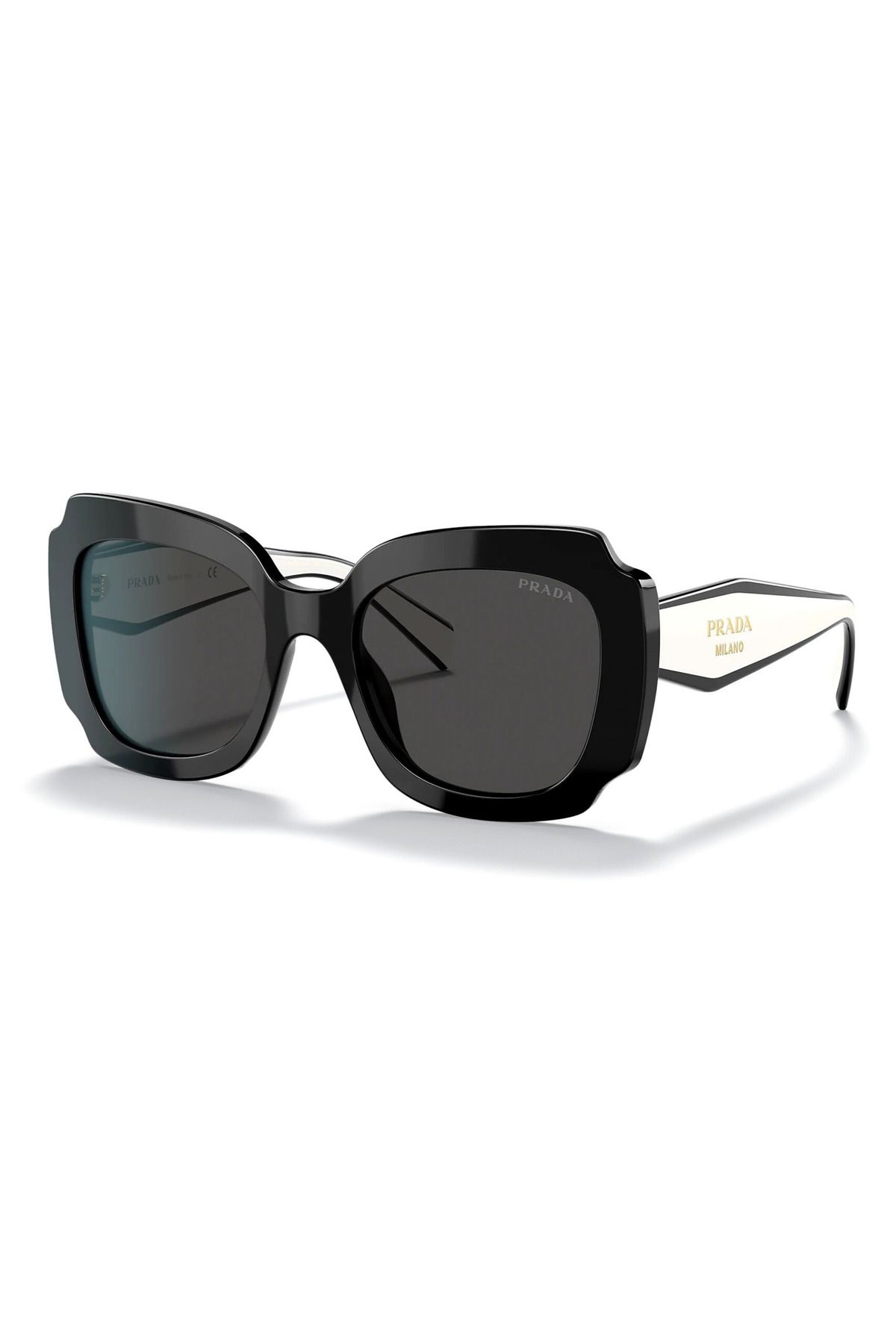 Prada Pr 16ys 09q5so 52 Geometric Black Color Damskie Okulary Przeciwsłoneczne Pr16y Kobieta - One Size