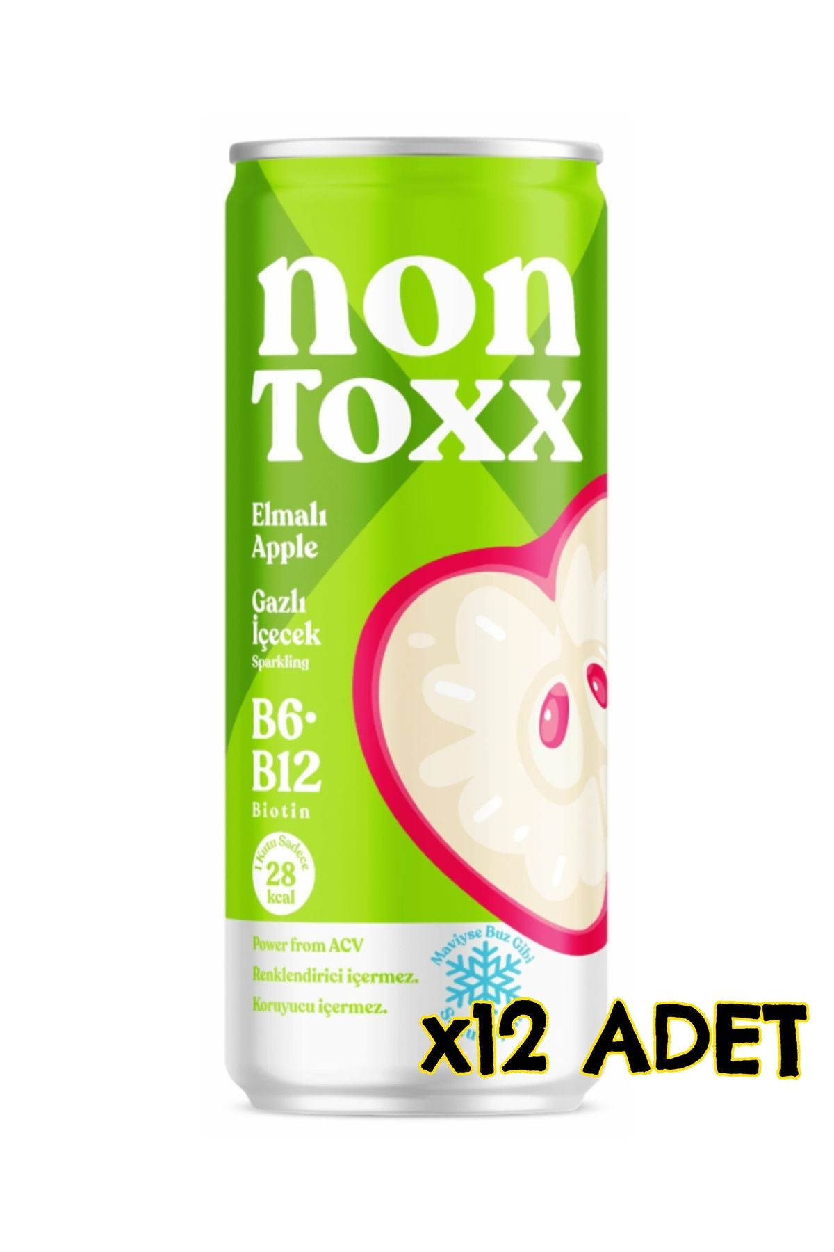NON TOXX Elmalı Sirkeli Gazlı İçecek 250 ml x 12 Adet (Koli)