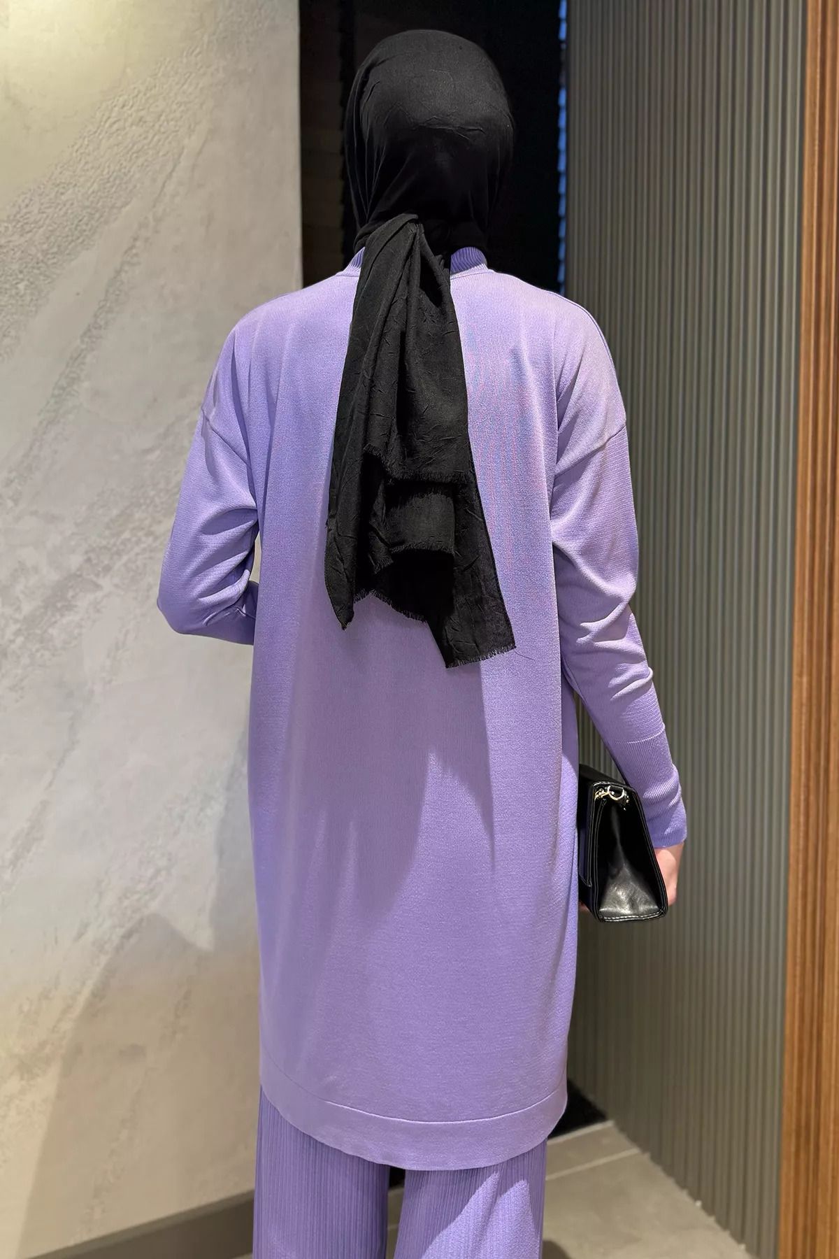 julude-Lilac Women's Gold Button Detailed Hijab Knitwear Cardigan 8