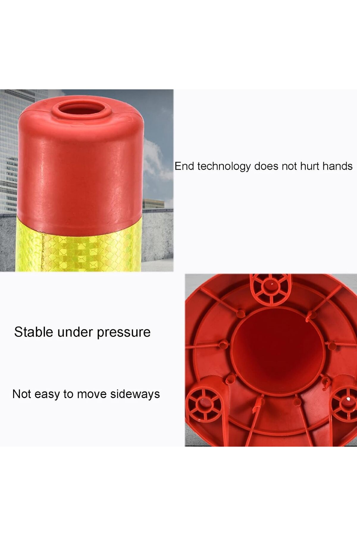 4 قطعة من عامود سلامة مرور قابل للطي بارتفاع 72 سم مع شريط عاكس | أعمدة  والحواجز الأمنية