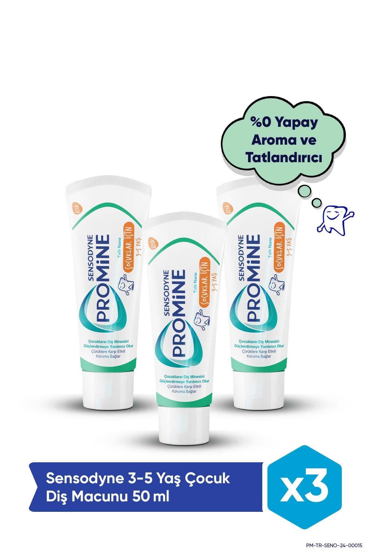Sensodyne Promine 3-5 Yaş Çocuklar Için Gün Boyu Çürüklere Karşı Koruyan Diş Macunu 50ml X 3 Adet
