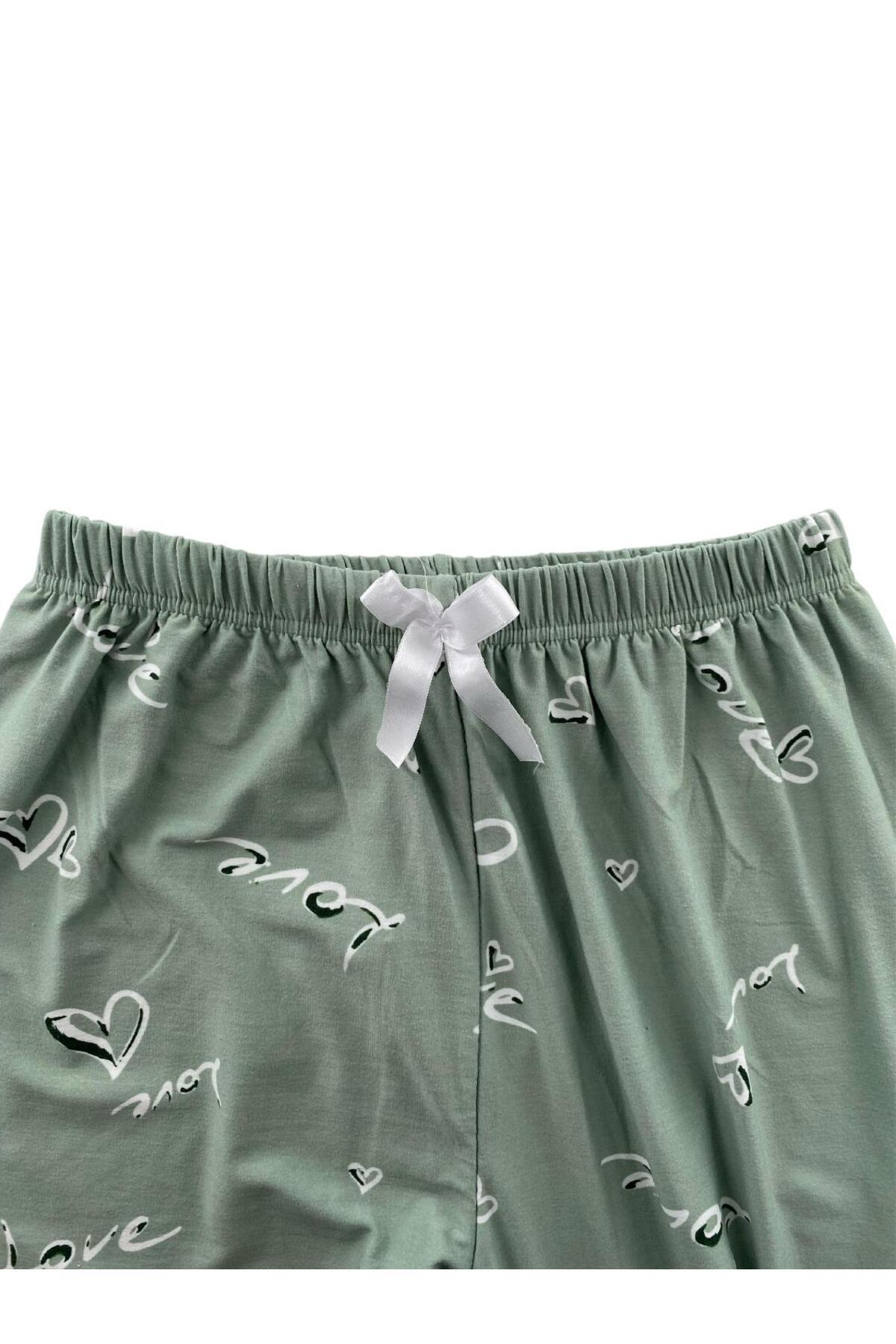 DoDe Flora-Women's Love Written Heart Patterned Pajama Bottoms Milan-10500 4