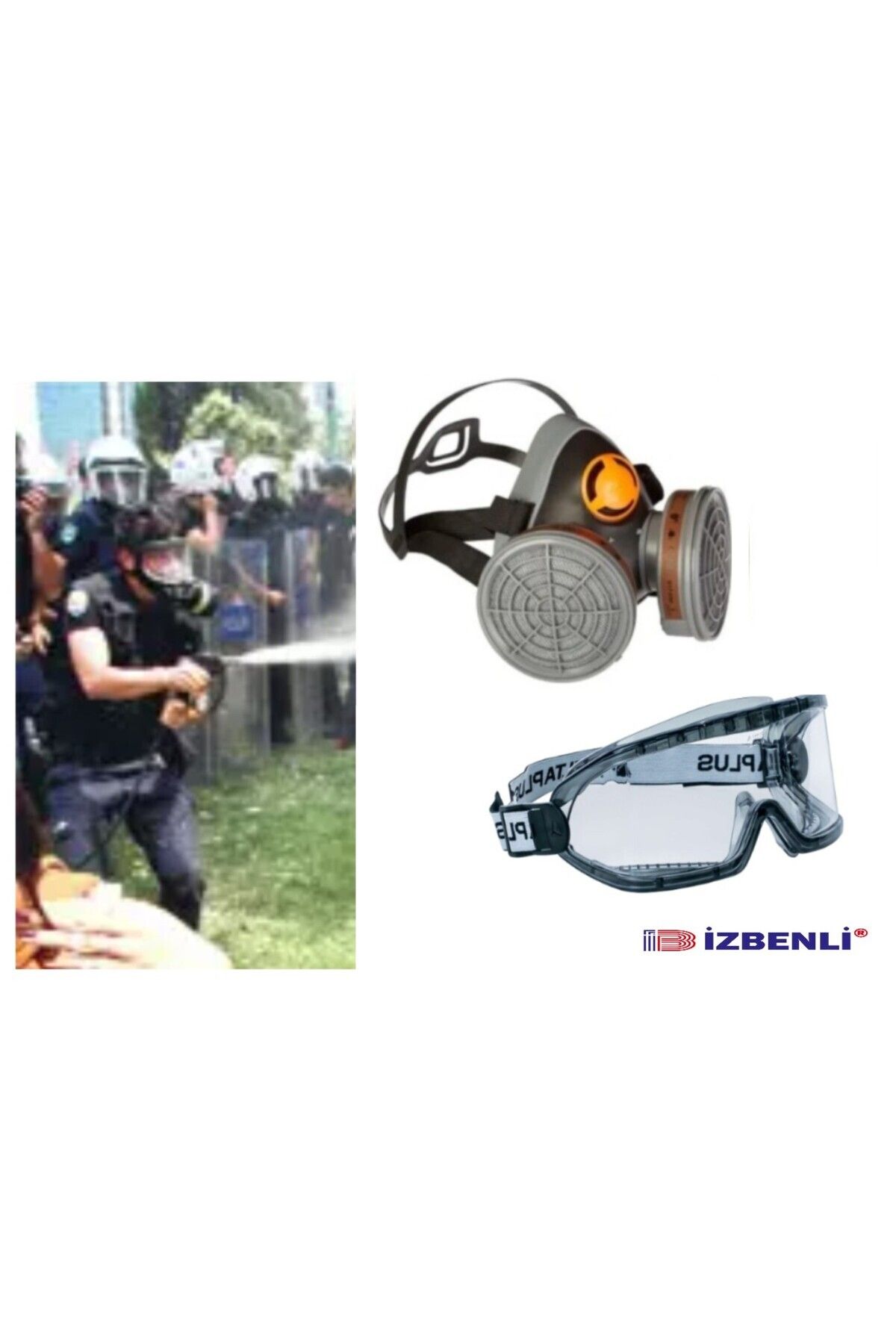 Delta Plus R D A2 Biber Duman Ve Sis İçin Gaz Maskesi + Goggle Gözlük Tam Set (Filtreli)