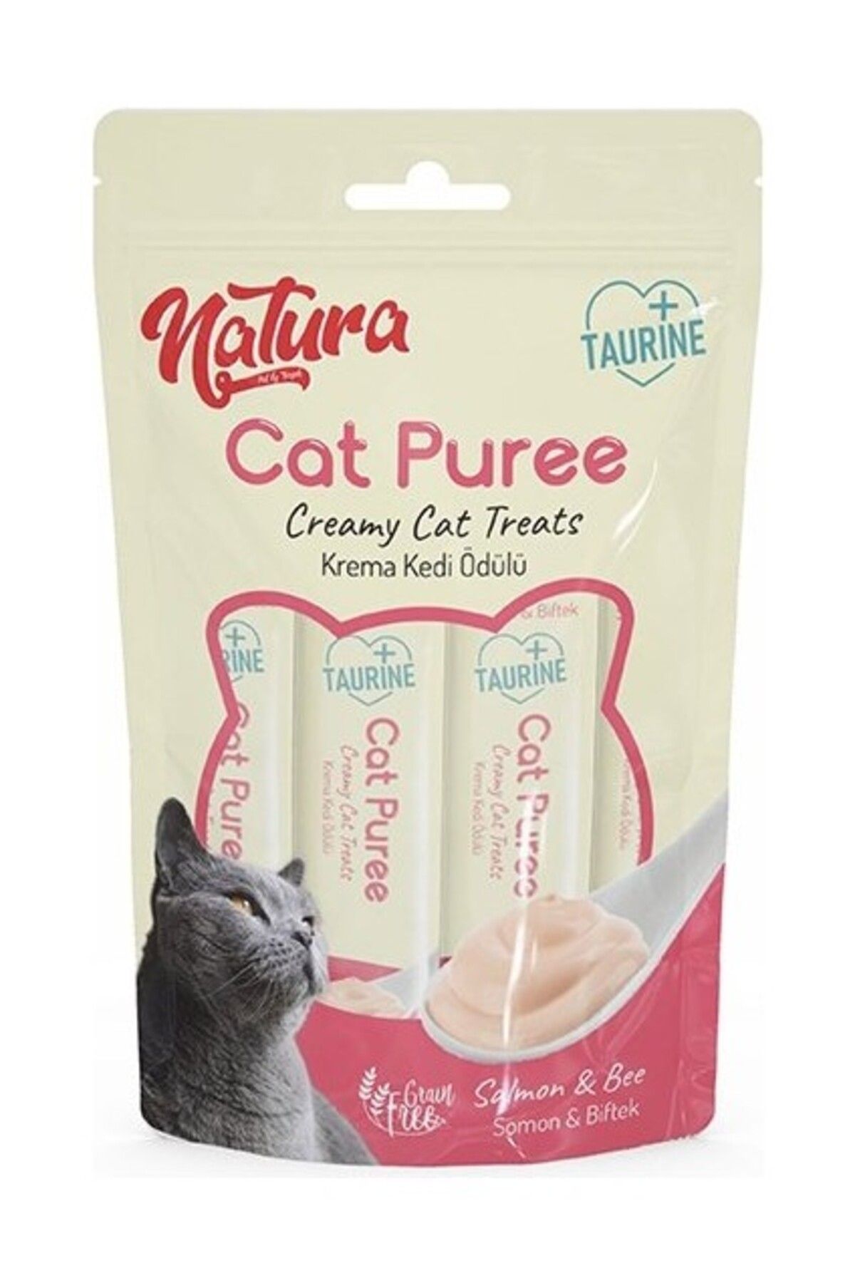 Furlo Natura Cat Pure Somonlu & Sığır Etli Kedi Sıvı Ödül Maması 4 Adet