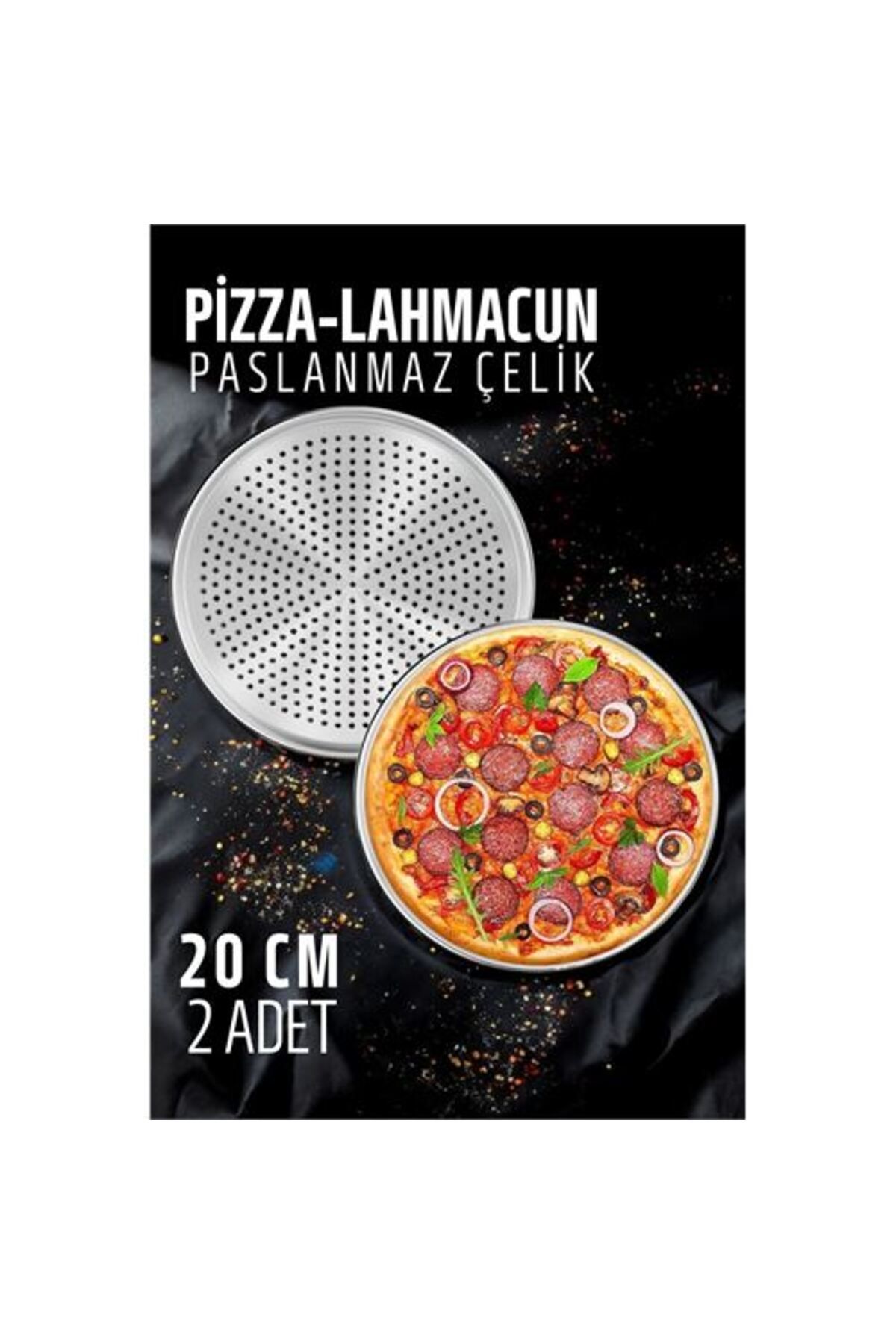 costurera DKTT Lahmacun Pizza Pide Pişirme Tepsisi 20 CM 2 li SET