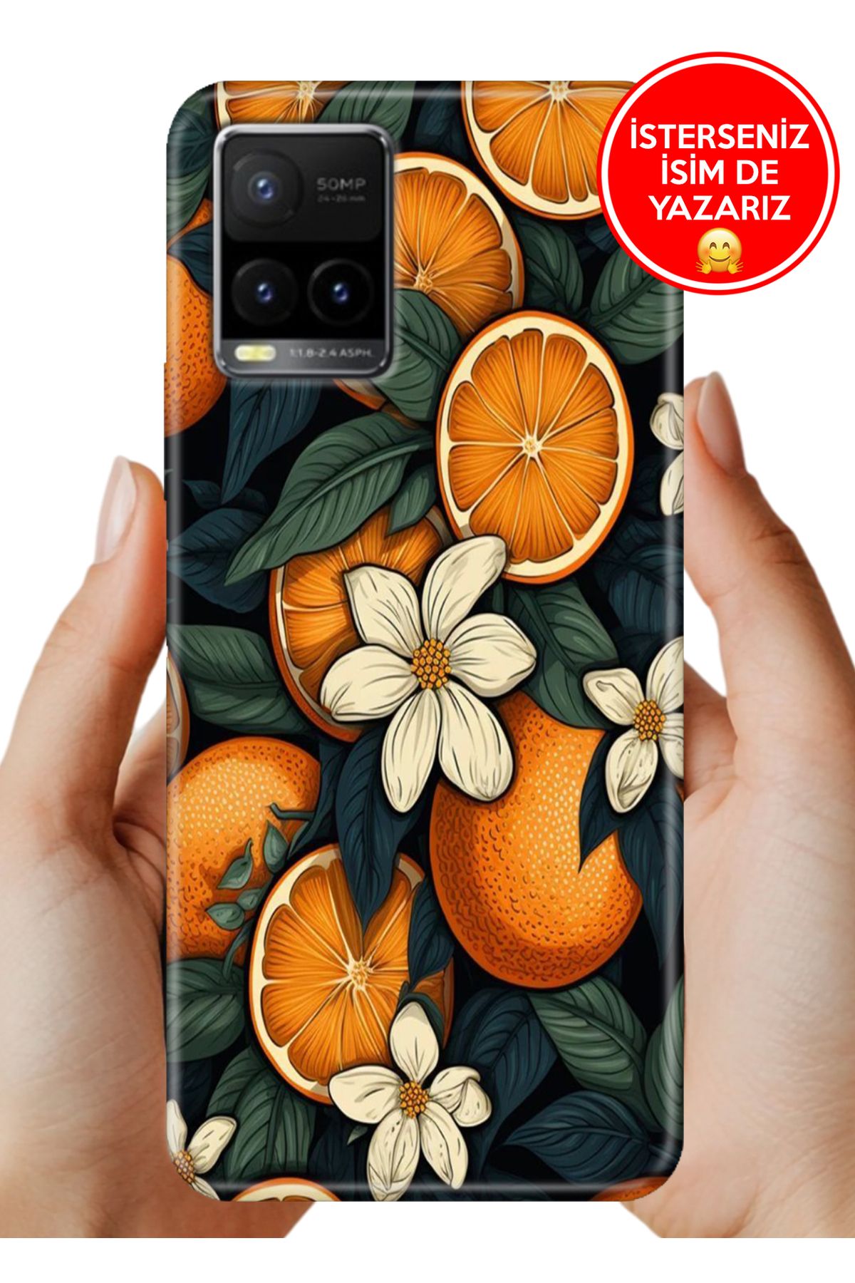 Cekuonline Vivo Y32 / Y33S Uyumlu Kılıf Baskılı Life Style Kapak Silikon Orangeee