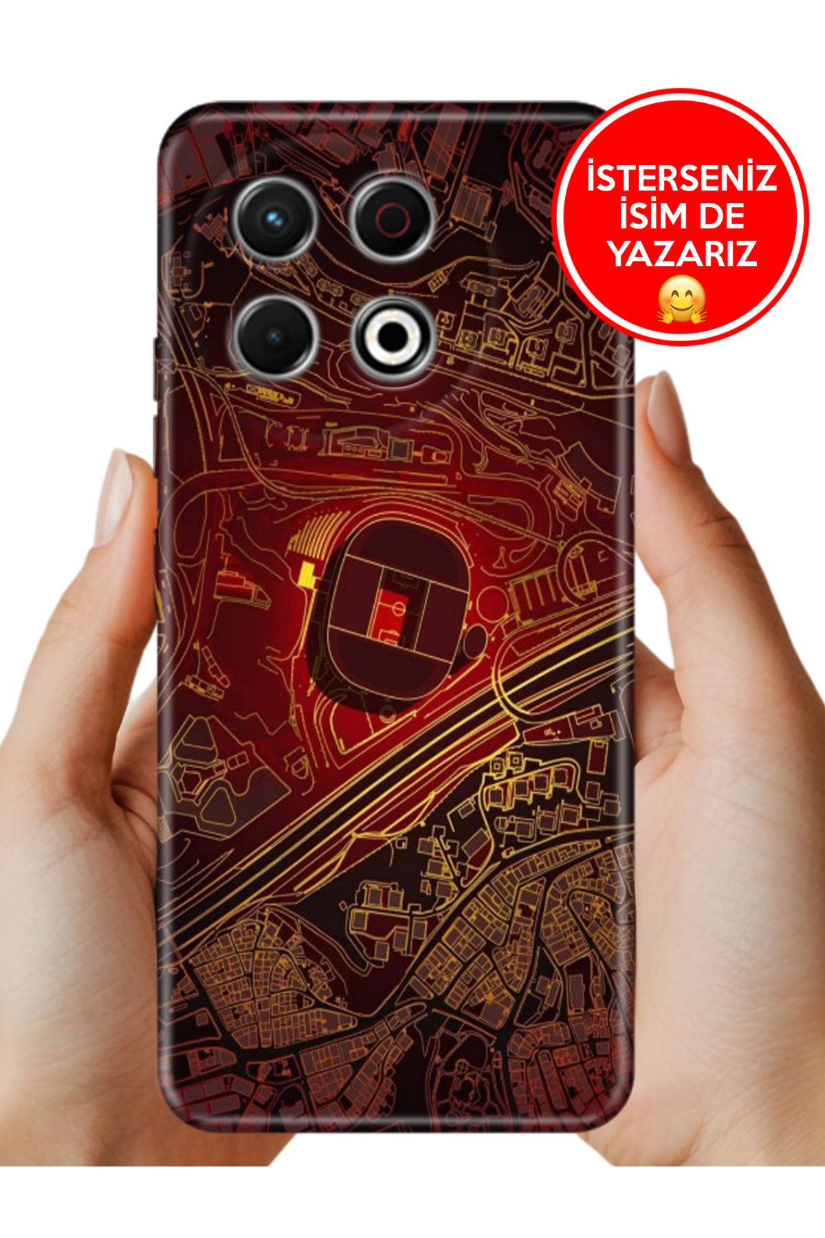 TECNO Spark 30 Pro KL7 Kılıf Baskılı Life Style Kapak Silikon Sarı Kırmızı Stadyum
