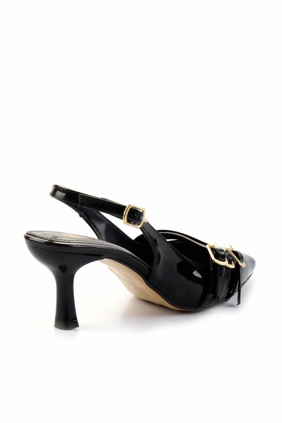 Bambi-Klassische Damenschuhe mit Absatz aus schwarzem Lackleder K 01206011108 4