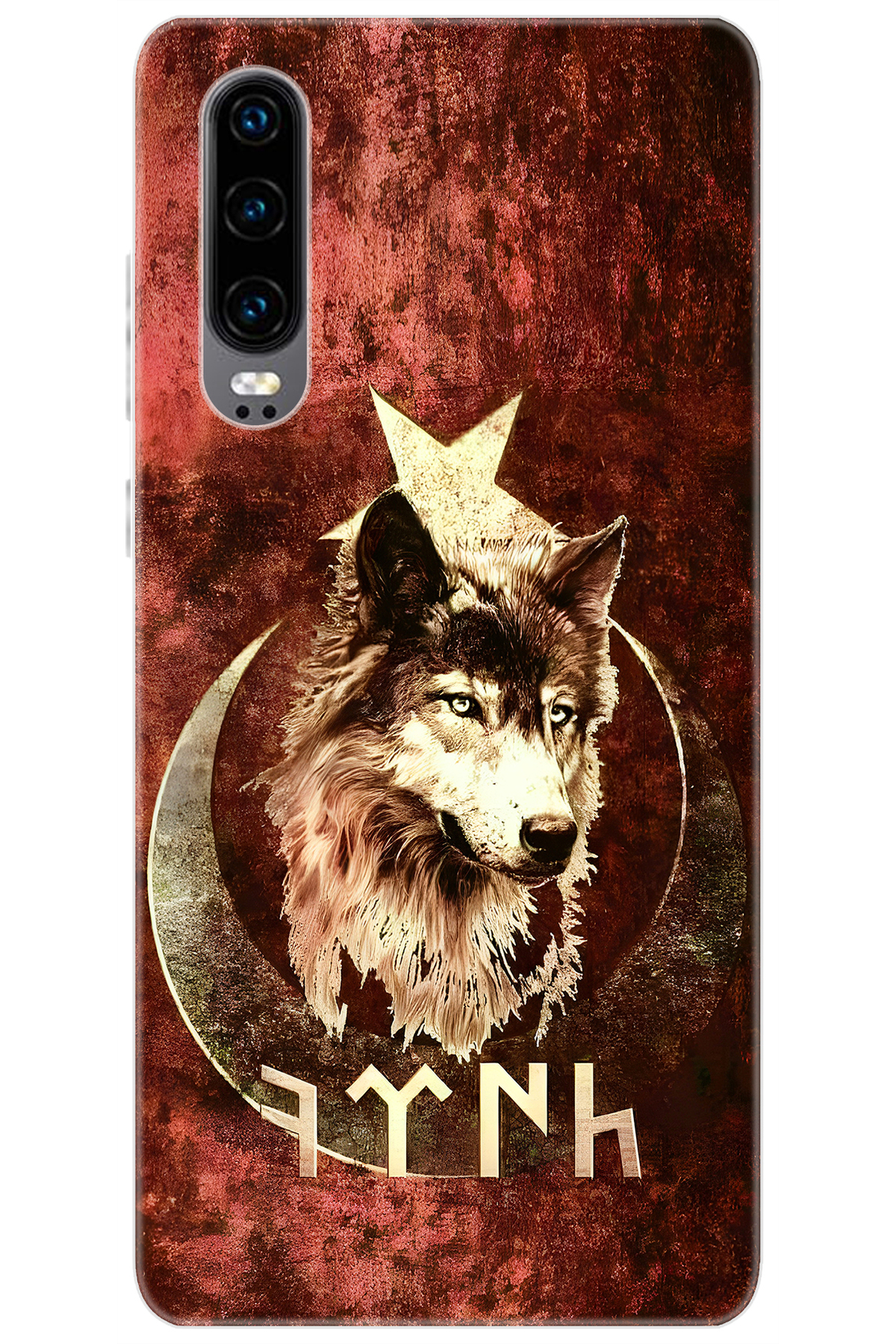 Huawei P30 (ELE-L09/L29) Compatible Sheath Pattern Printed Silicone Wolf and Göktürk NGO:385 CP-I8mWtfE