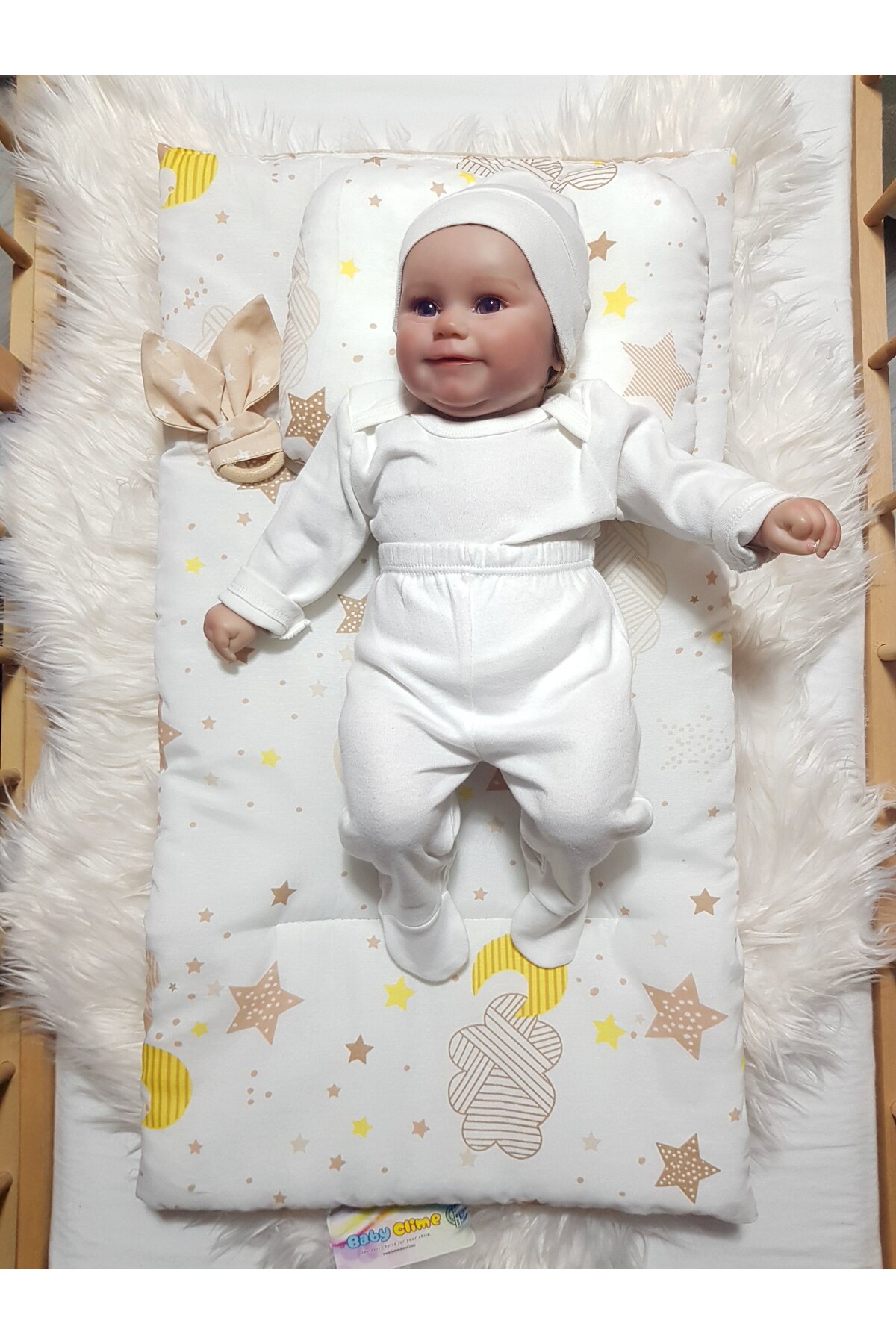 bebek_iklimi Çift Taraflı Bebek Bakım Seti - Alt Açma Minderi, Baş Düzeltme Yastığı ve Ahşap Diş Kaşıyıcı fotoğrafı 5 (önizleme)