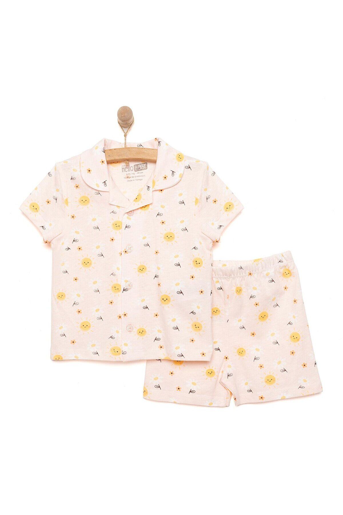 ست لباس خواب آستین کوتاه طرح دار یقه پیراهن HelloBaby ebebek Hello Baby