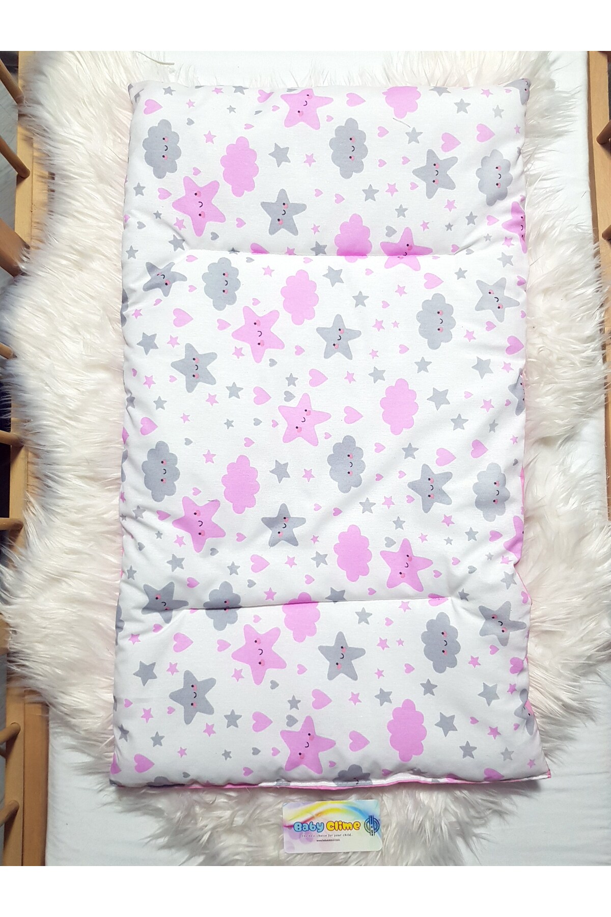 Baby Clime Çift Taraflı Bebek Bakım Seti - Alt Açma Minderi, Baş Düzeltme Yastığı ve Ahşap Diş Kaşıyıcı fotoğrafı 5 (önizleme)