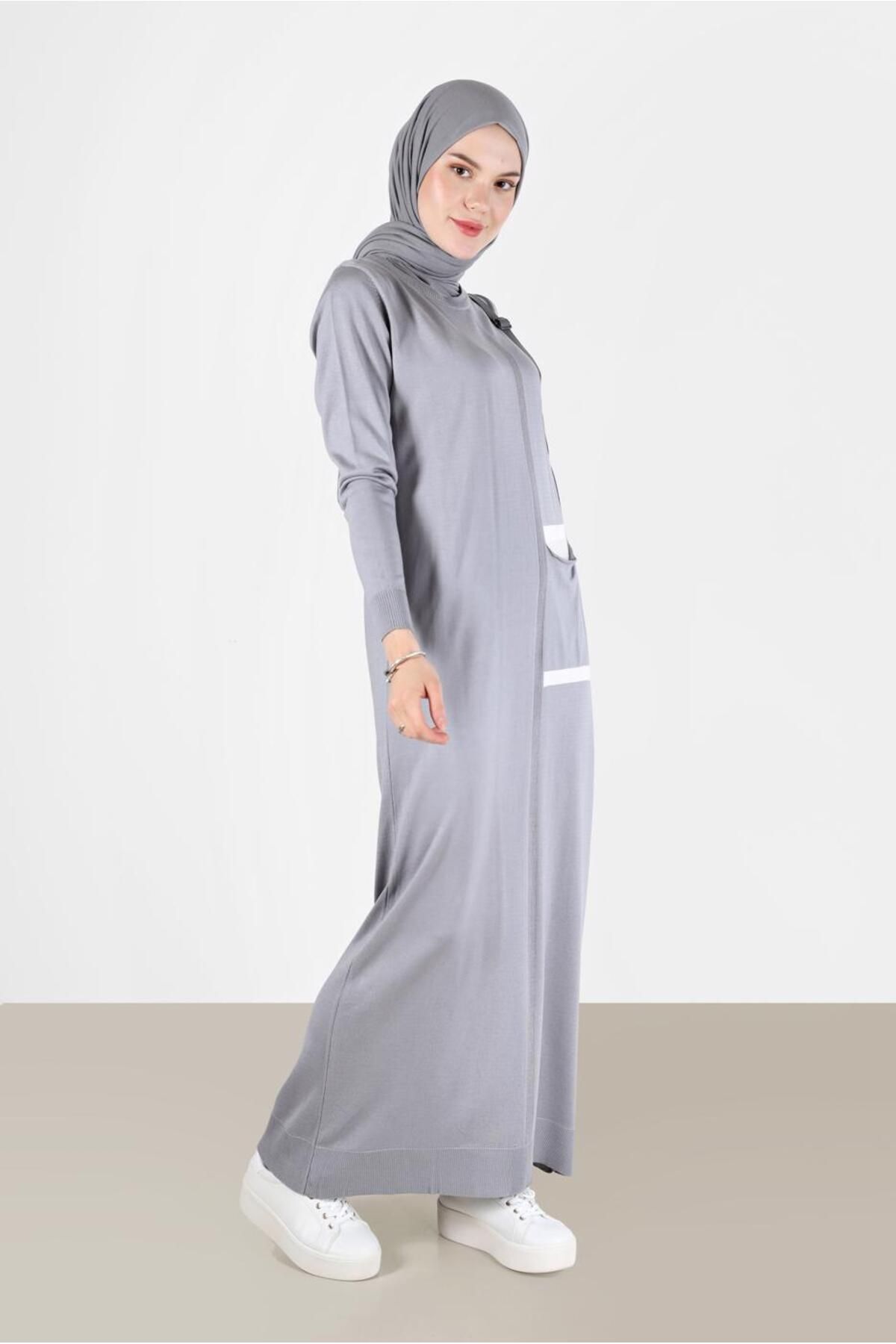 Alvina-فستان تريكو بلونين مع تفاصيل جيوب 42115 2