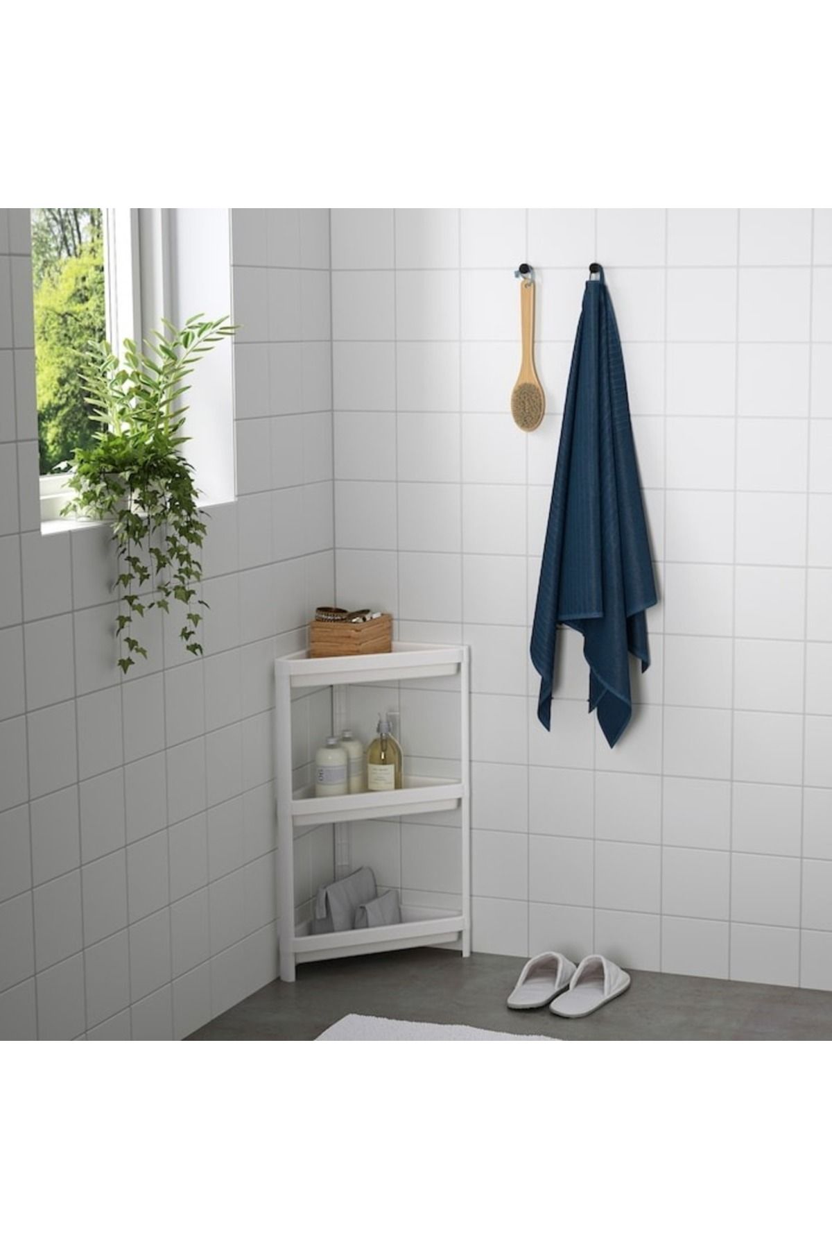 IKEA-وحدة رفوف زاوية من فيسكين - 33×33×71 سم، لون أبيض، موفرة للمساحة، مقاومة للماء، سهلة التركيب بدون أدوات 3