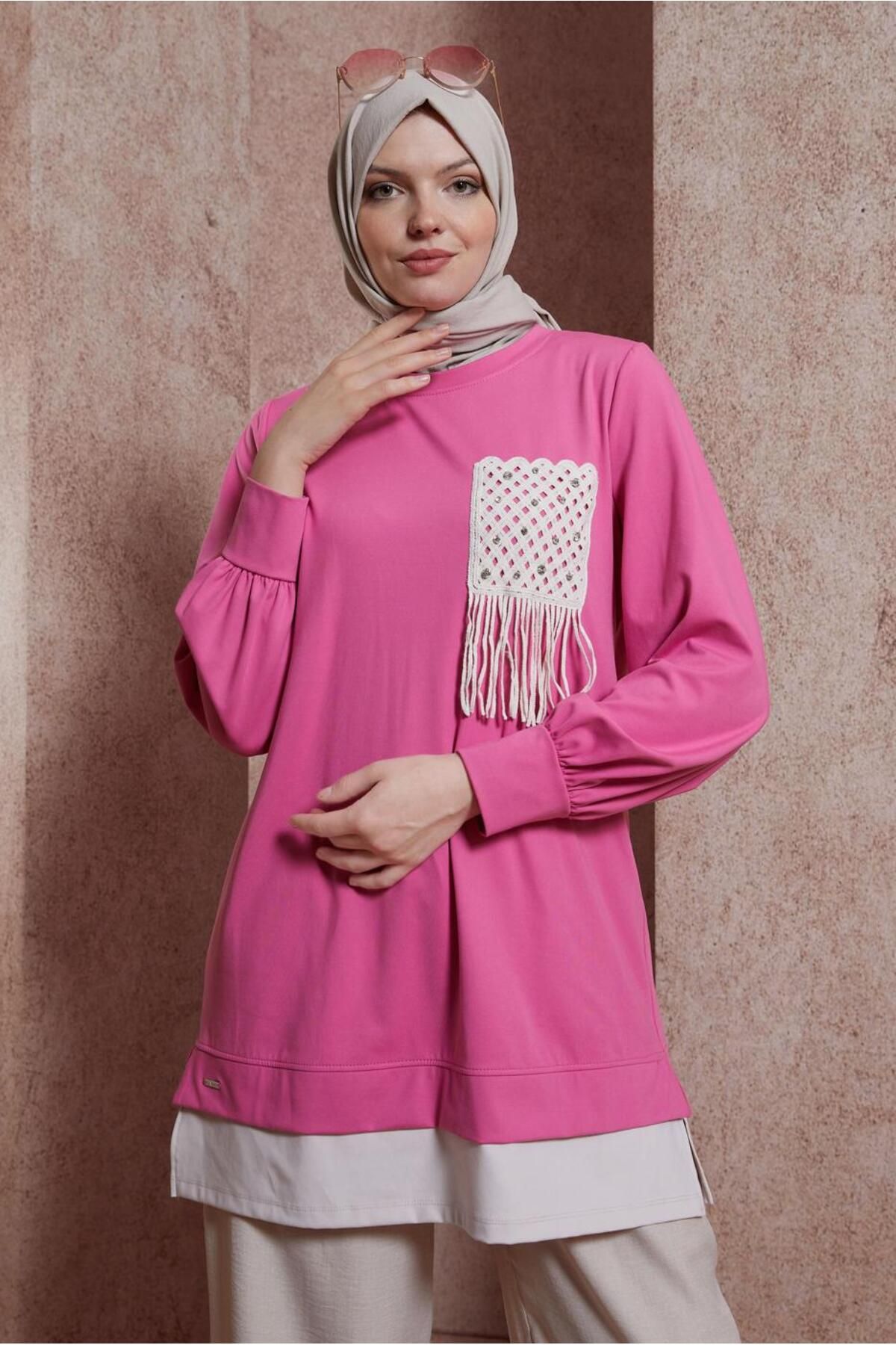 تونیک ورزشی منگوله ای با جزئیات 44559 Alvina