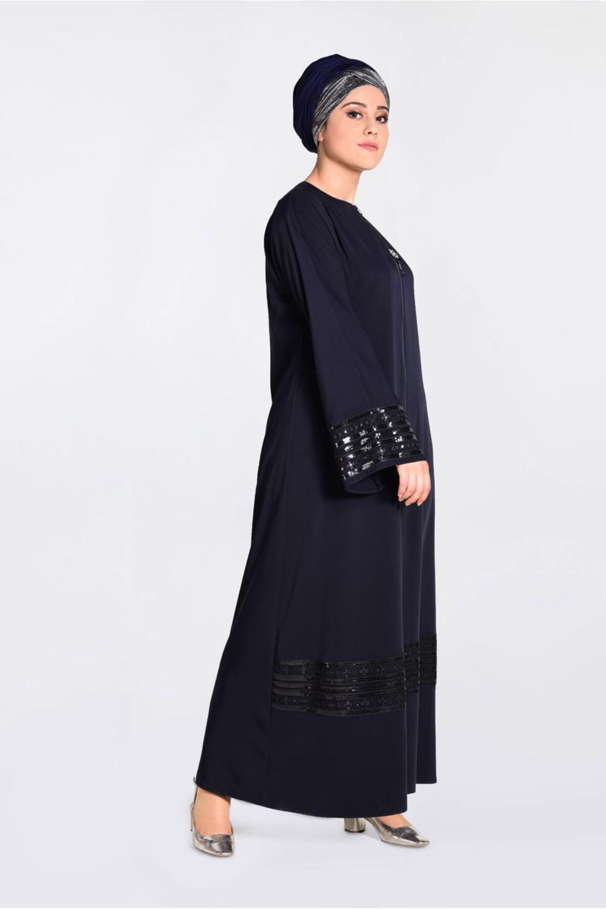 SEquin Detailed Zippered Abaya 8269 Alvina