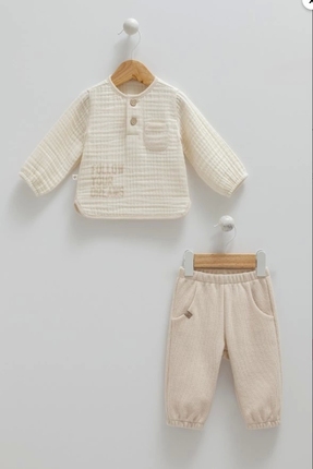 Caramell Erkek Bebek Bej Rengi 2'li Takım Günlük Kullanım Için Rahat Bebek Seti