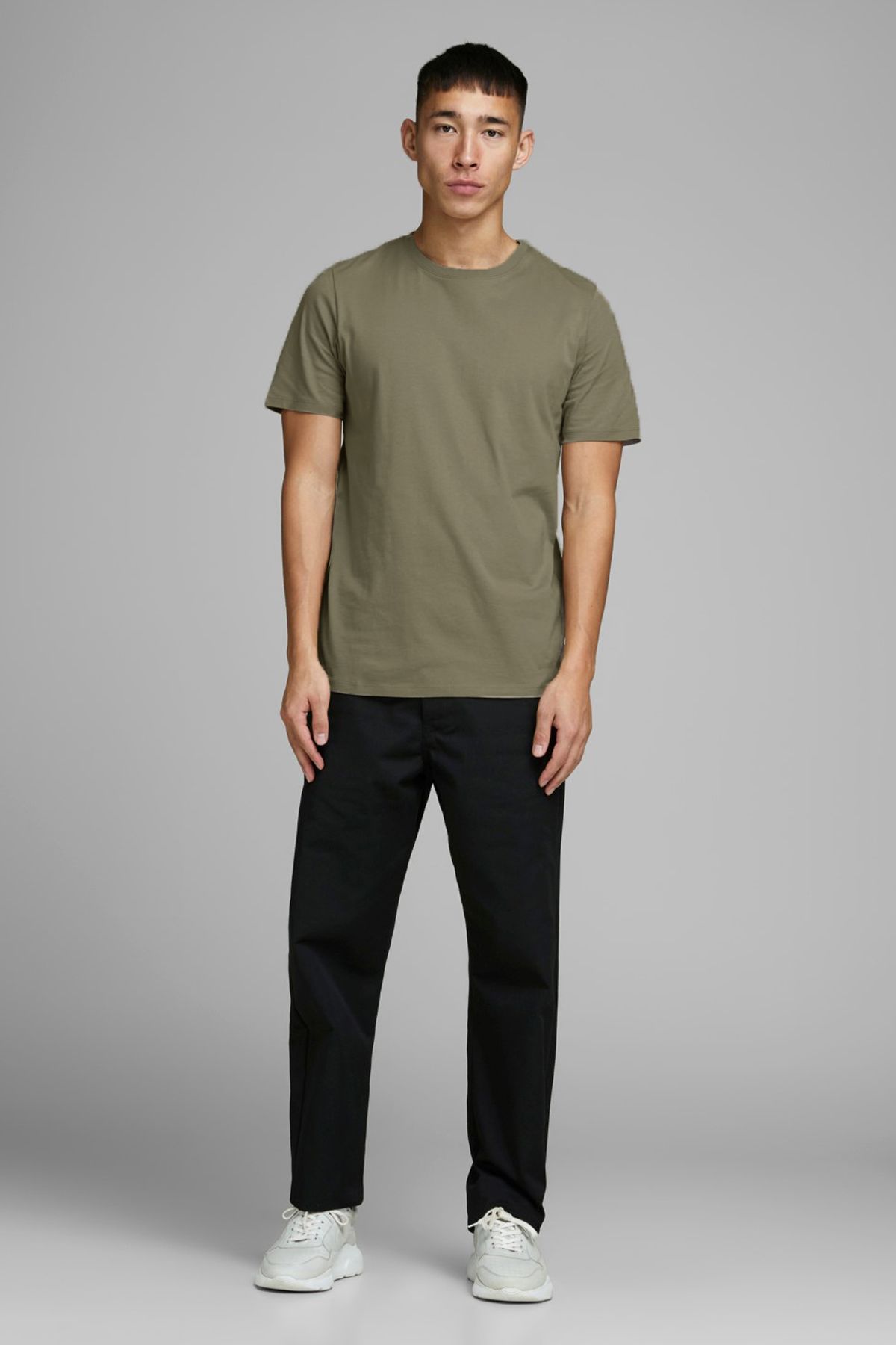 تی شرت خاکستری مردانه Jack & Jones نخی ارگانیک جک اند جونز اسلیم فیت قهوه ای 12156101 Jack & Jones