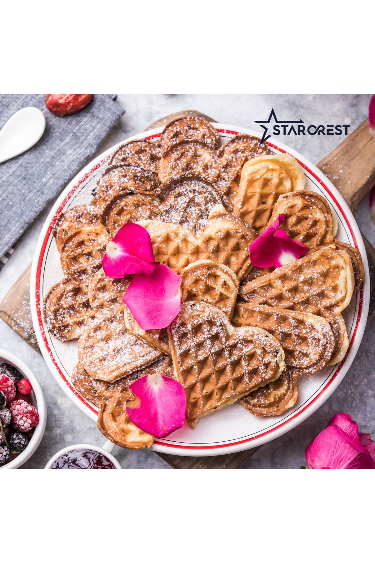 STARCREST-STARCREST WM-2602X Waffle Maker, 1200W, Double Surface, Temperature Adjustment Knob 5