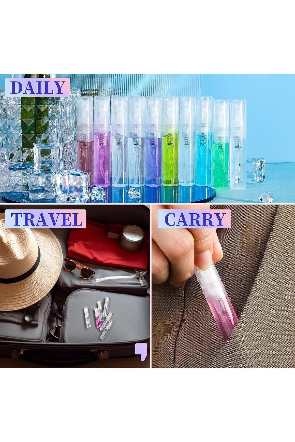 COOYA-زجاجة رذاذ صغيرة قابلة لإعادة التعبئة، بخاخ عطر، عبوات عينات فارغة للسفر، 30 قطعة، 3 مل 6