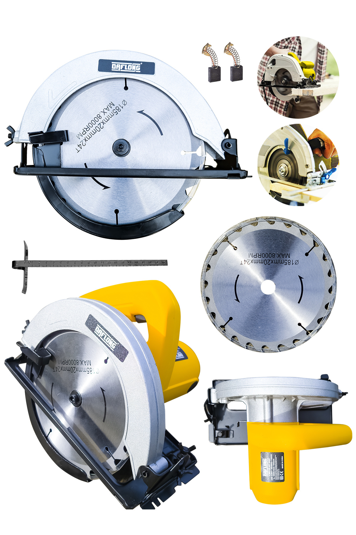 Genel Markalar Metal Çift Dişli Sistem 185 MM Bakır Motor Ahşap Sunta Kesme Daire Testere Makinesi