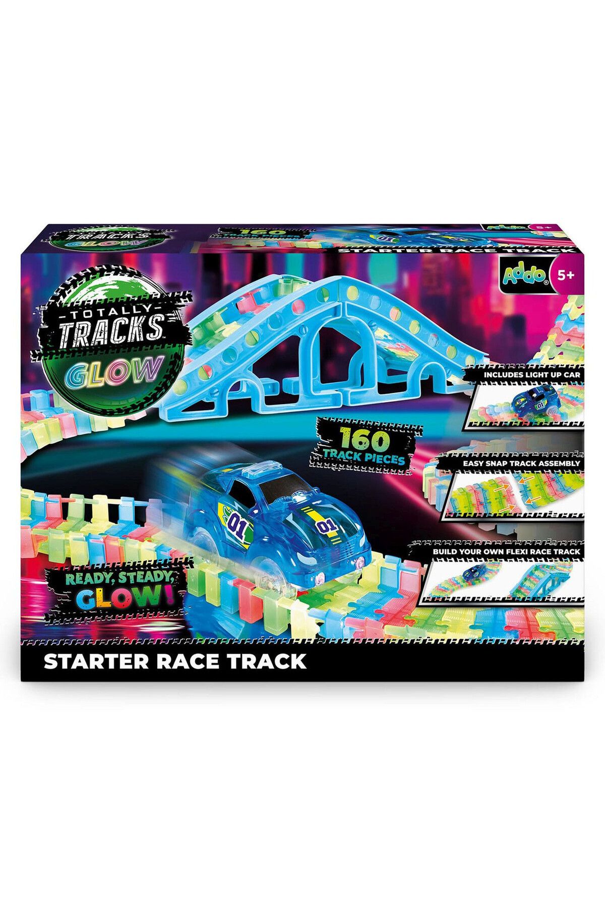 Addo-Totally Tracks Glow Starter Race Track 160 Pieces Battery Operated | Glowing Racing Track 4