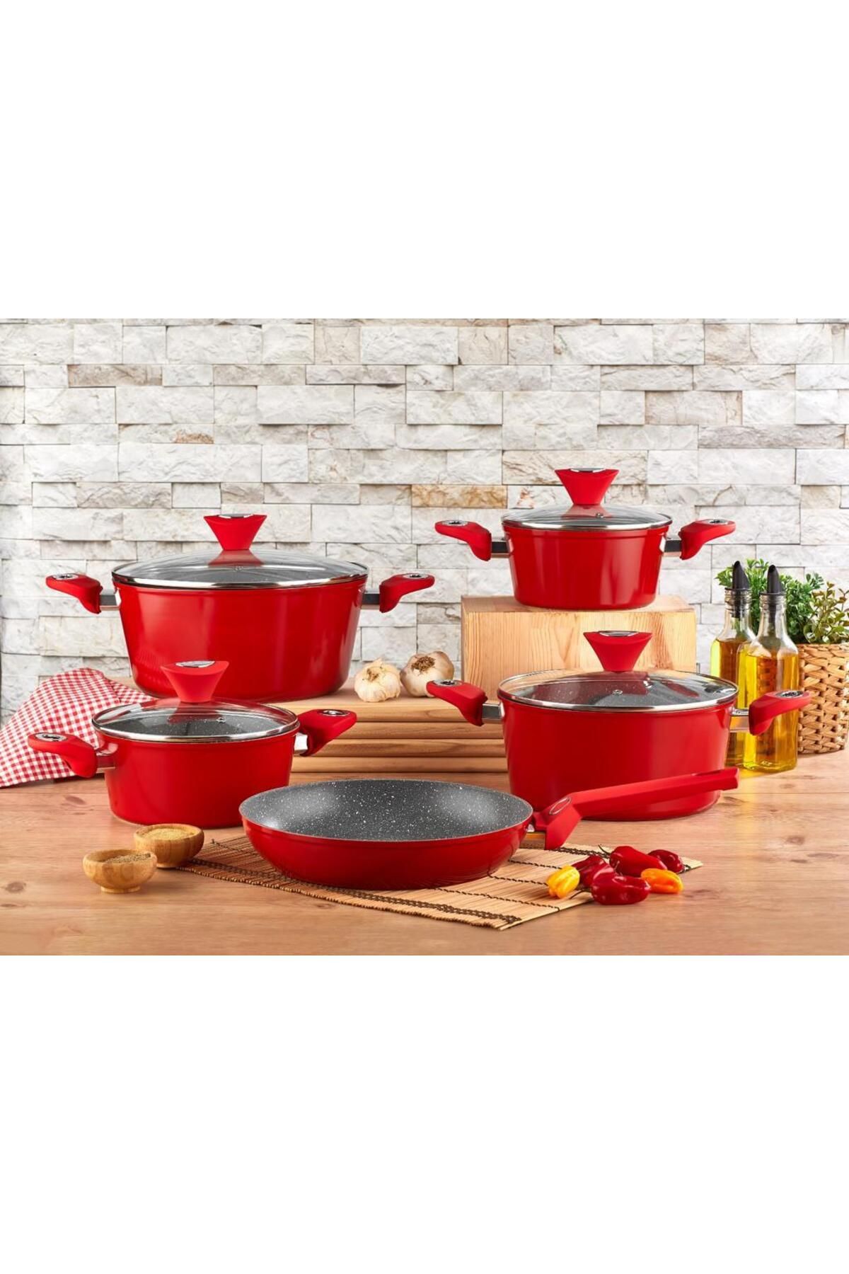 Zilan-9-piece pot set, Zilan ZLN-3260, Aluminum material, Granite interior, Induction compatible 4