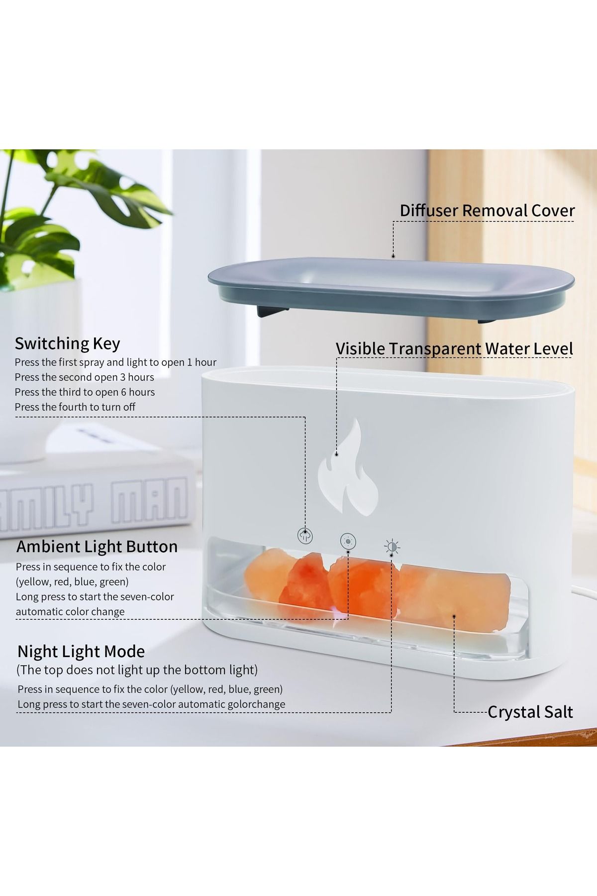 Denx-Humidifier Air freshener diffuser,      With a Capacity of 250 ml , DX2510 8