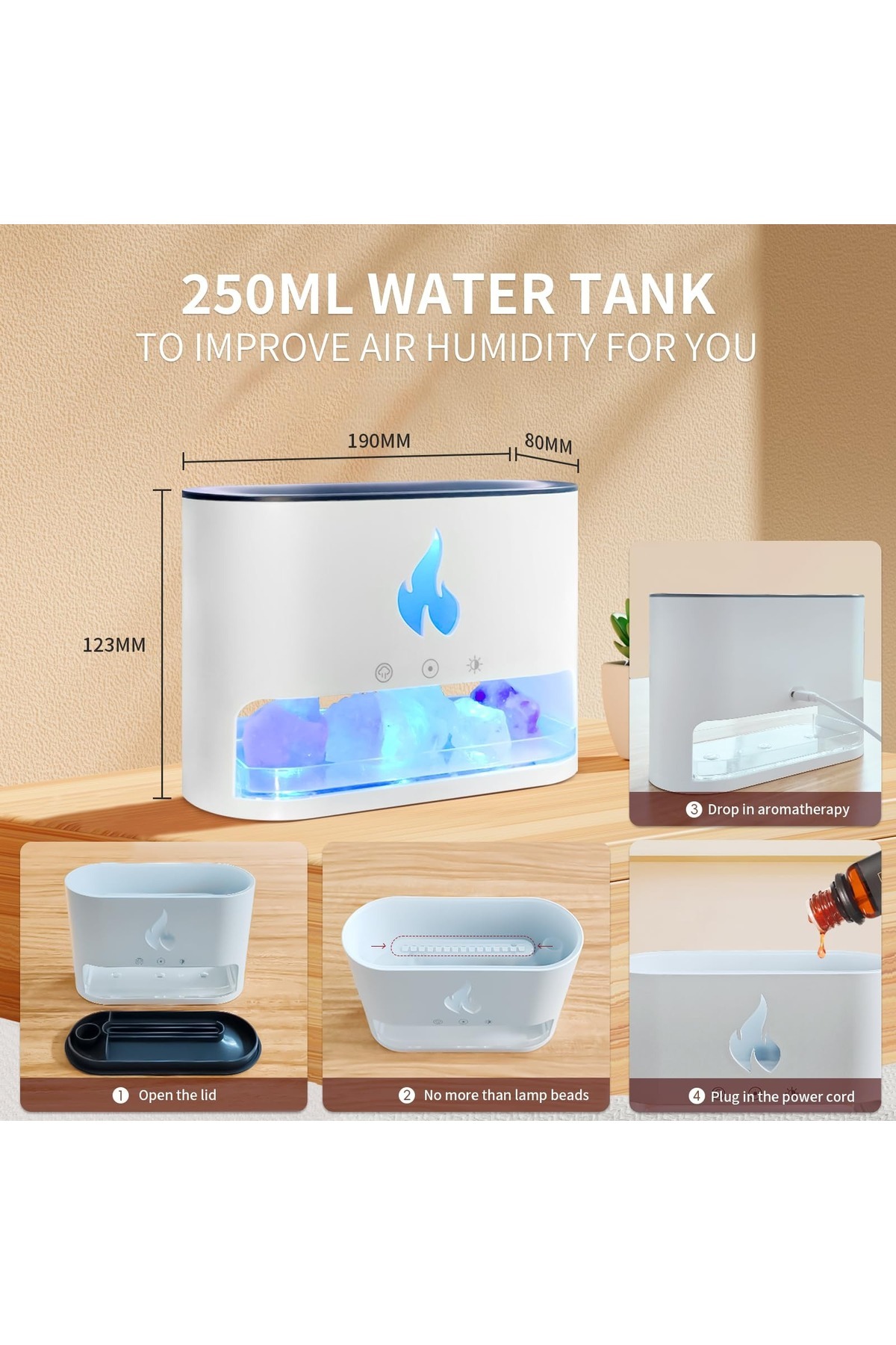 Denx-Humidifier Air freshener diffuser,      With a Capacity of 250 ml , DX2510 4