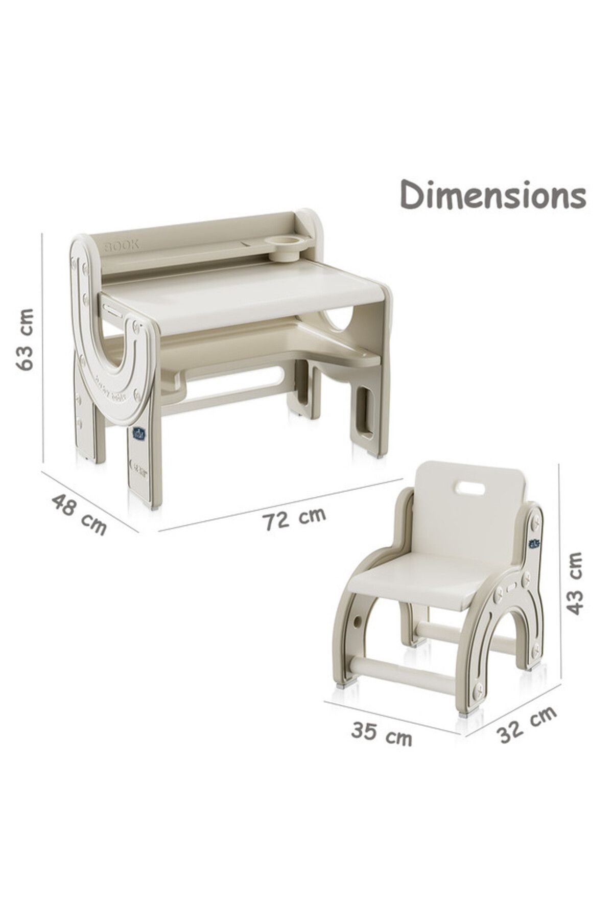 Little Story-- Table - Multi Purpose Drawing/Study w/ Chair - Beige 8