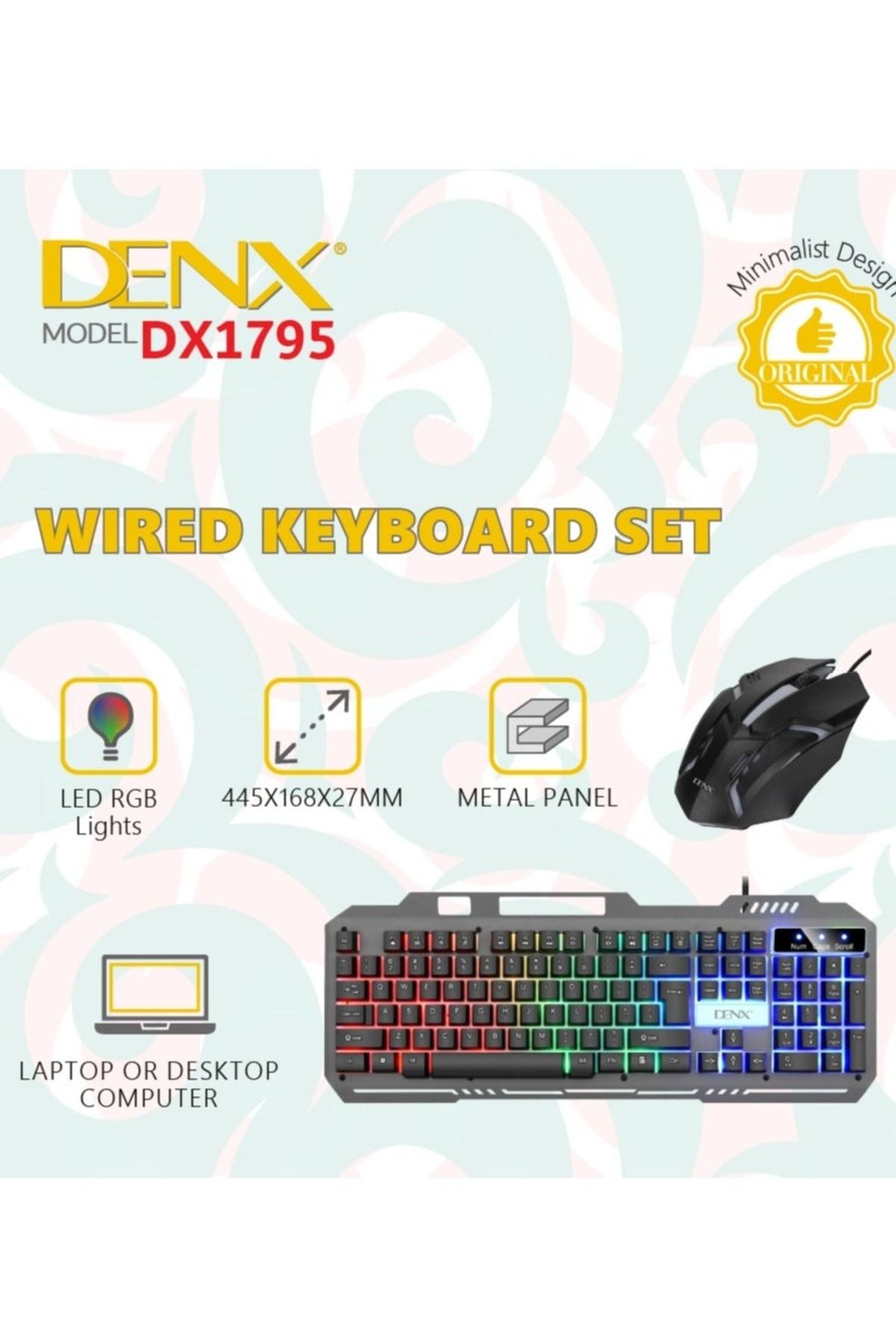 Denx-Wired RGB Backlit Keyboard and Gaming Mouse Set DX1795 5