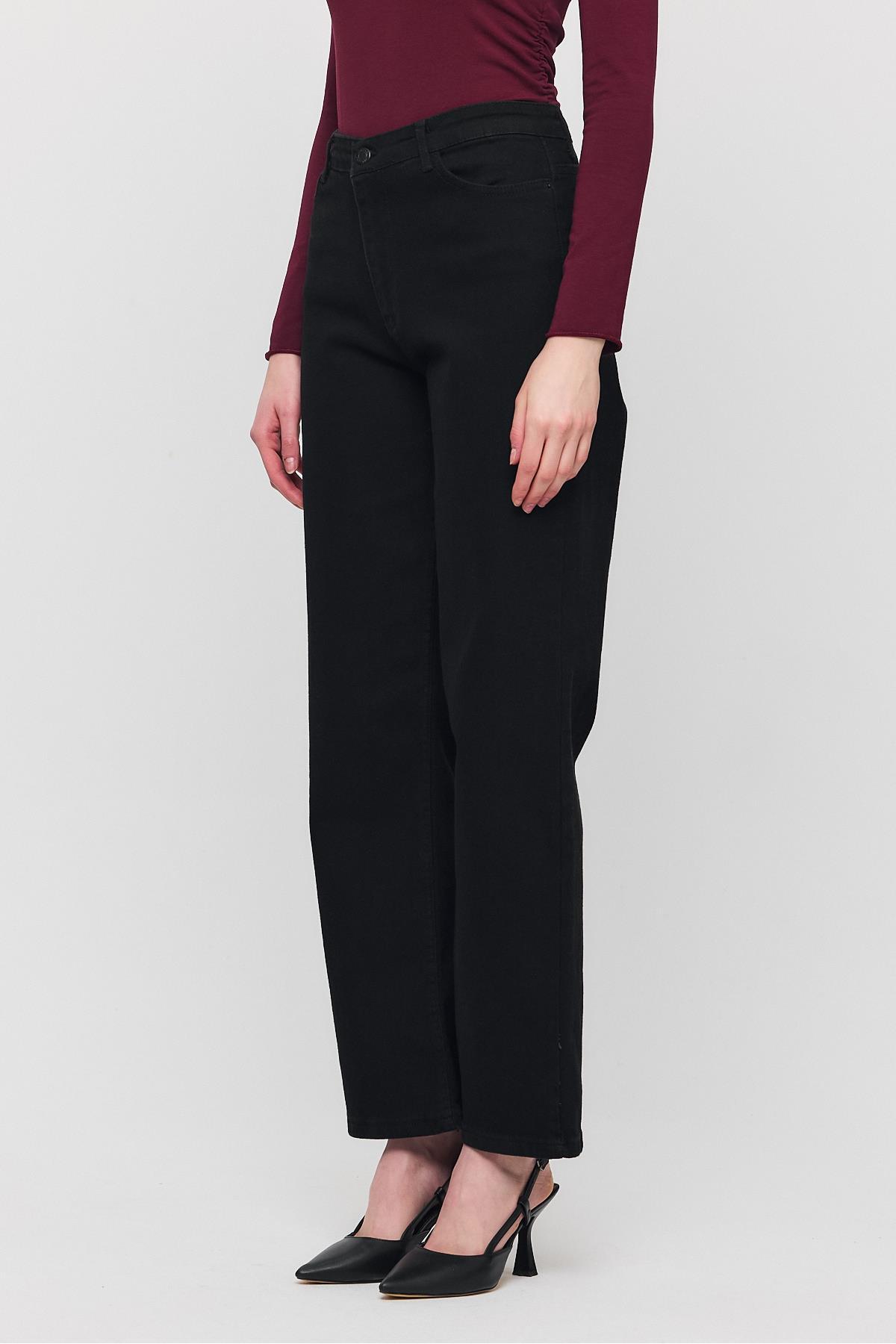 Rays  11104 Likralı Bol Paça Pantolon Siyah - Görsel 3